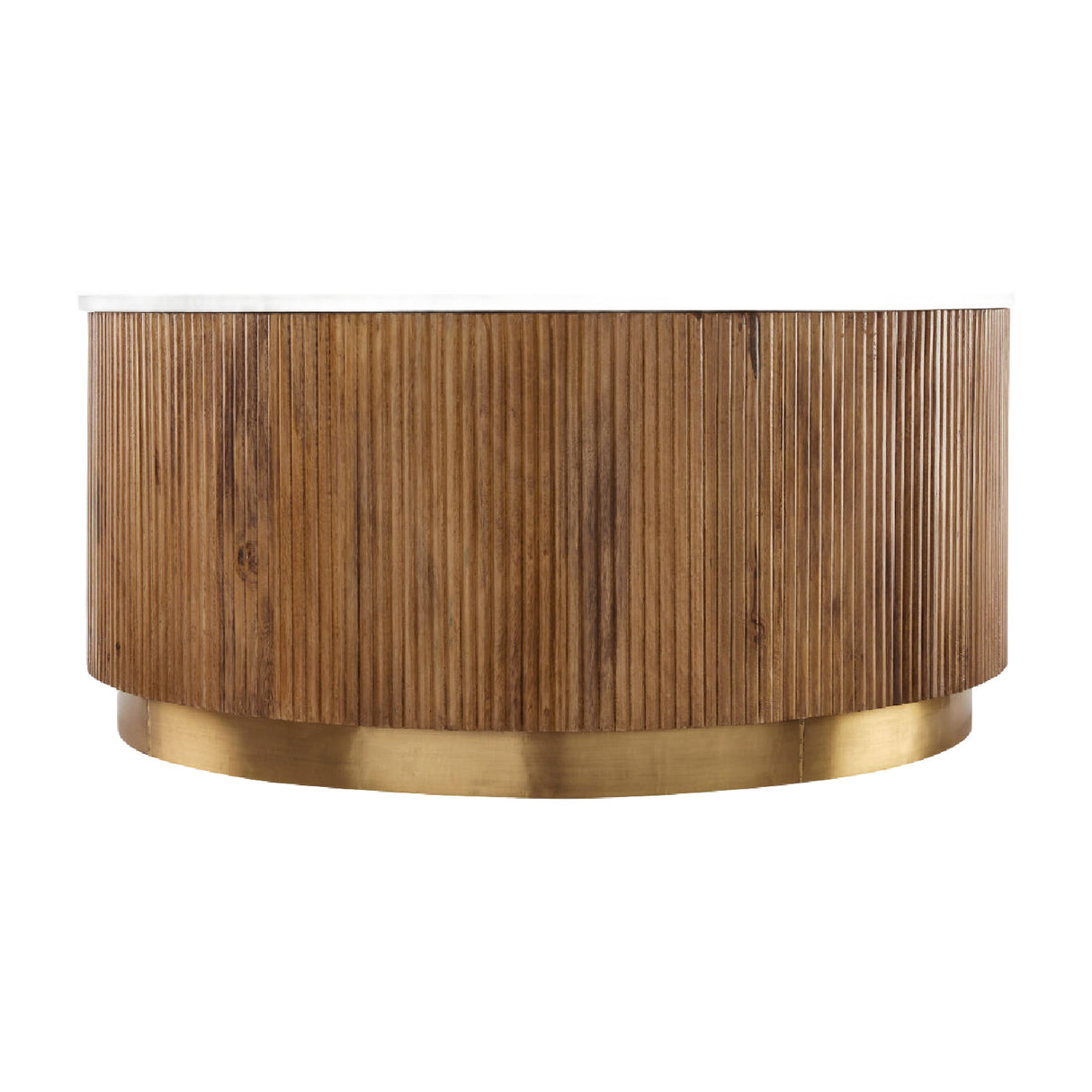 Modern furniture - Reeded Wood Marble Coffee Table - www.oroa.com | Oroa.com