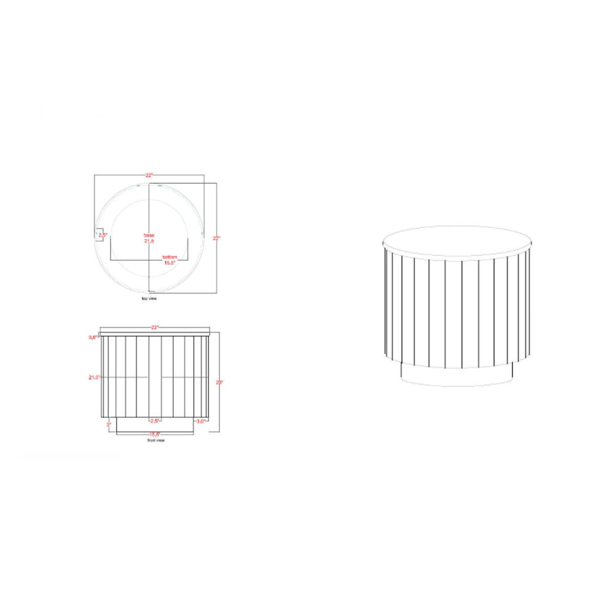 Modern European furniture - Reeded Wood Marble End Table - www.oroa.com | Oroa.com