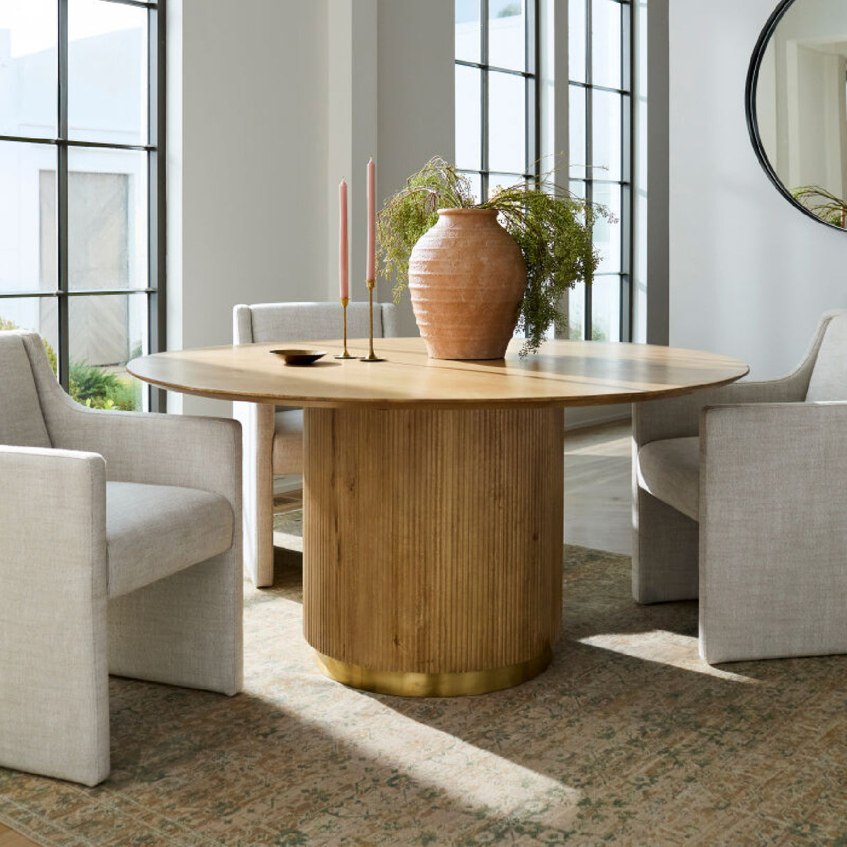 Modern European furniture - Reeded Wood Round Dining Table - www.oroa.com | Oroa.com