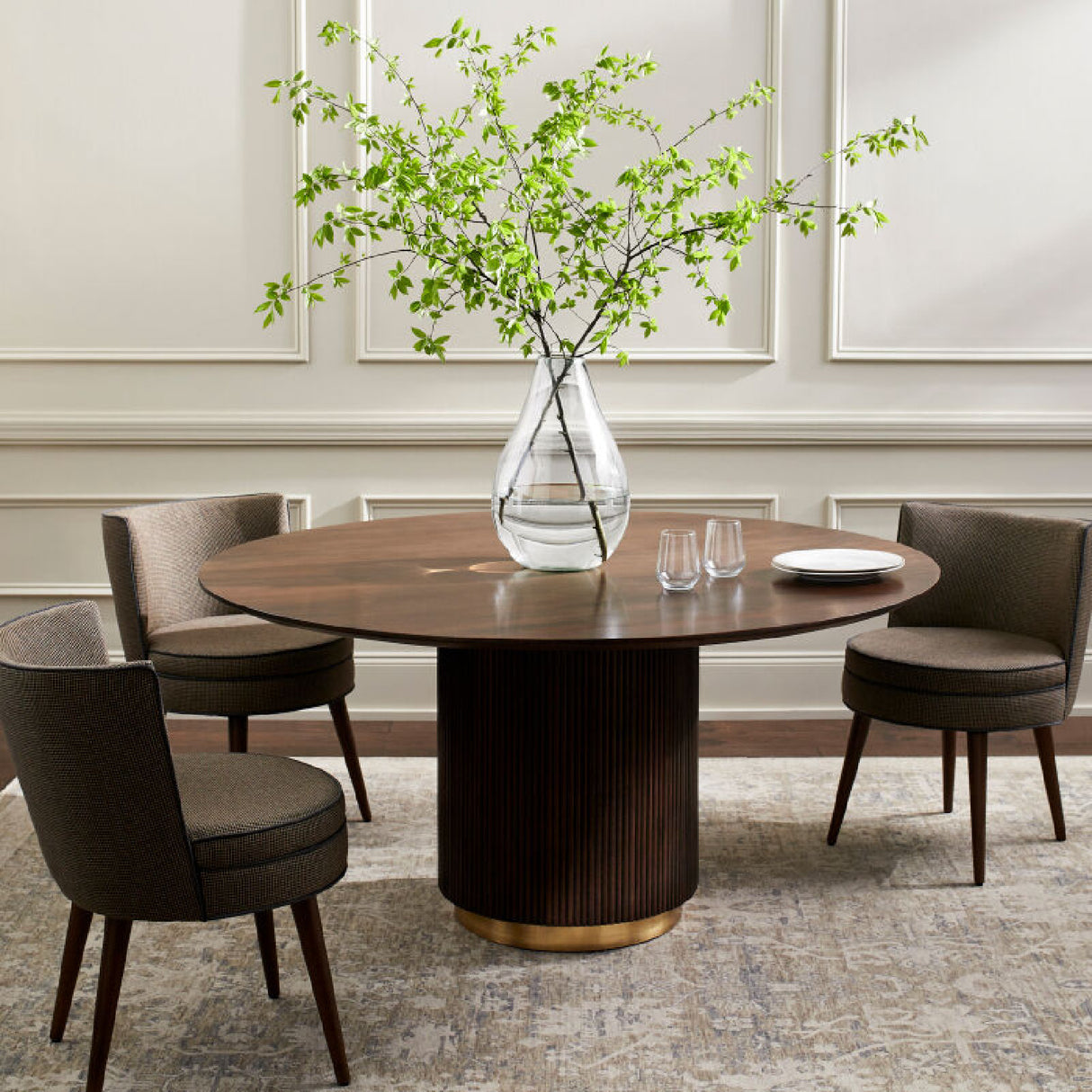 Modern European furniture - Reeded Wood Round Dining Table - www.oroa.com | Oroa.com