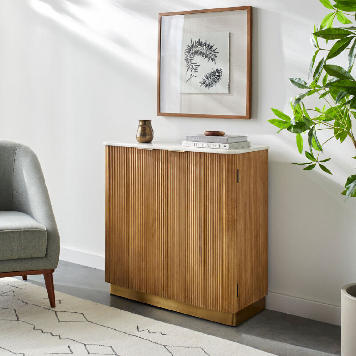 Modern European furniture - Reeded Wood 2-Door Cabinet - www.oroa.com | Oroa.com