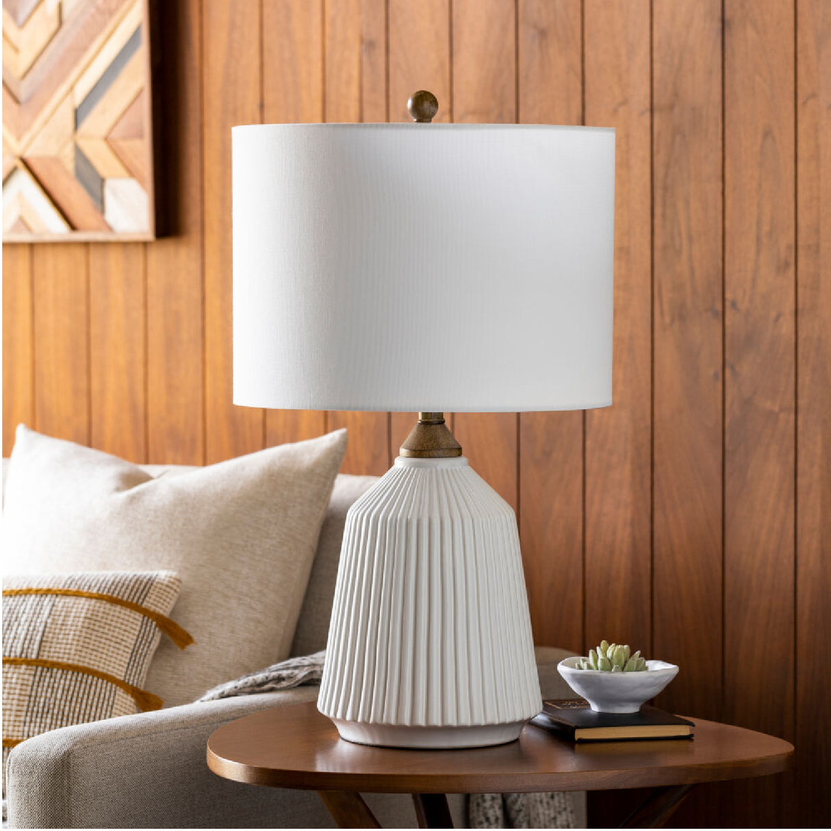 Modern European furniture - Reeded Glazed Ceramic Table Lamp - www.oroa.com | Oroa.com