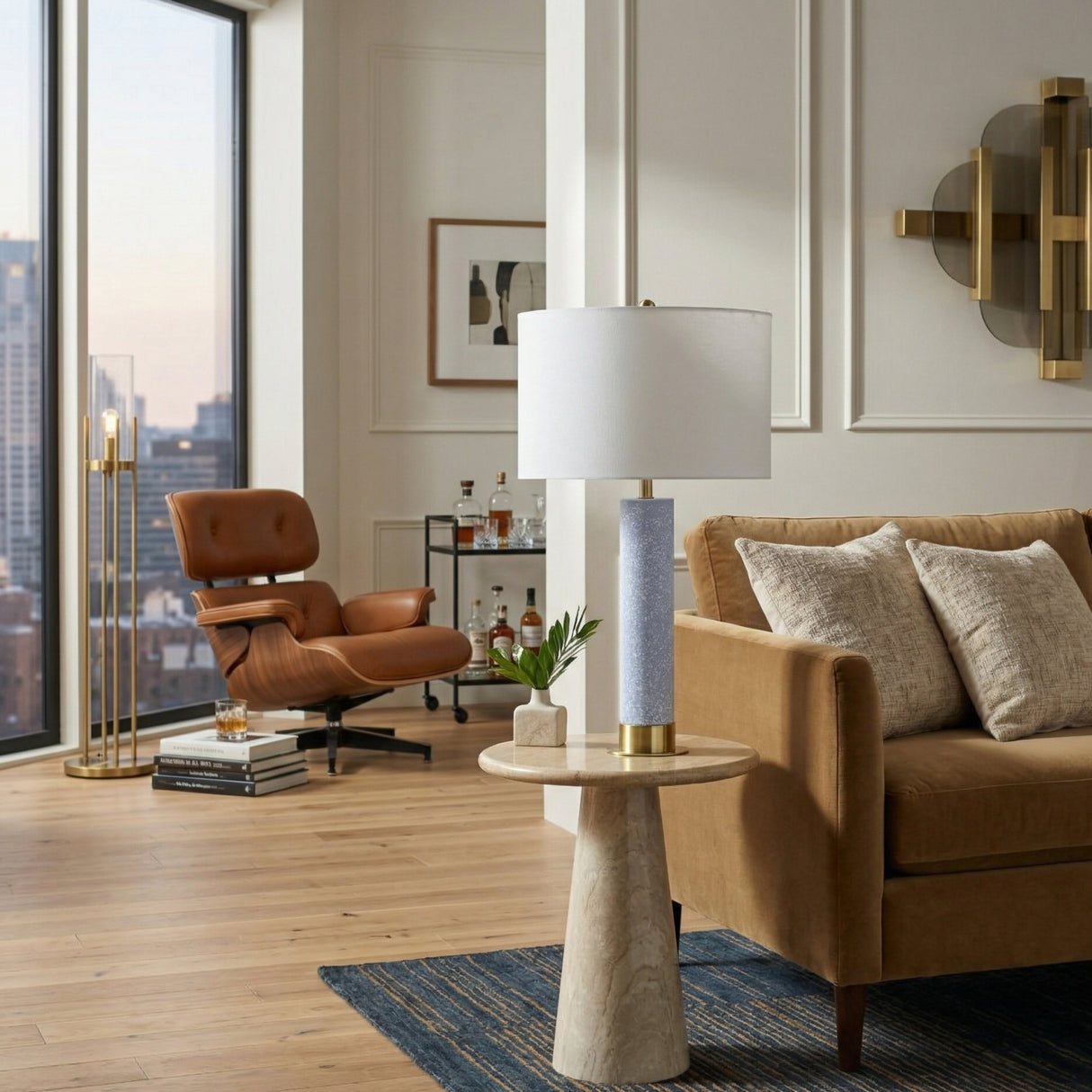 Modern European furniture - Speckled Blue Cement Table Lamp - www.oroa.com | Oroa.com