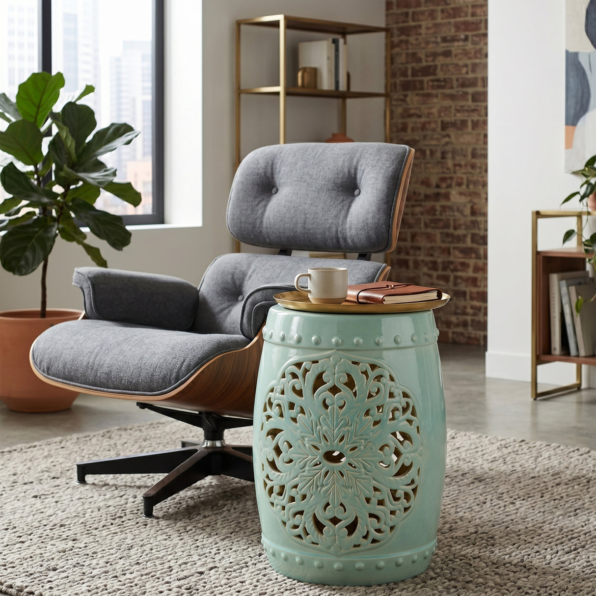 Modern European furniture - Ceramic Carved Outdoor Stool - www.oroa.com | Oroa.com