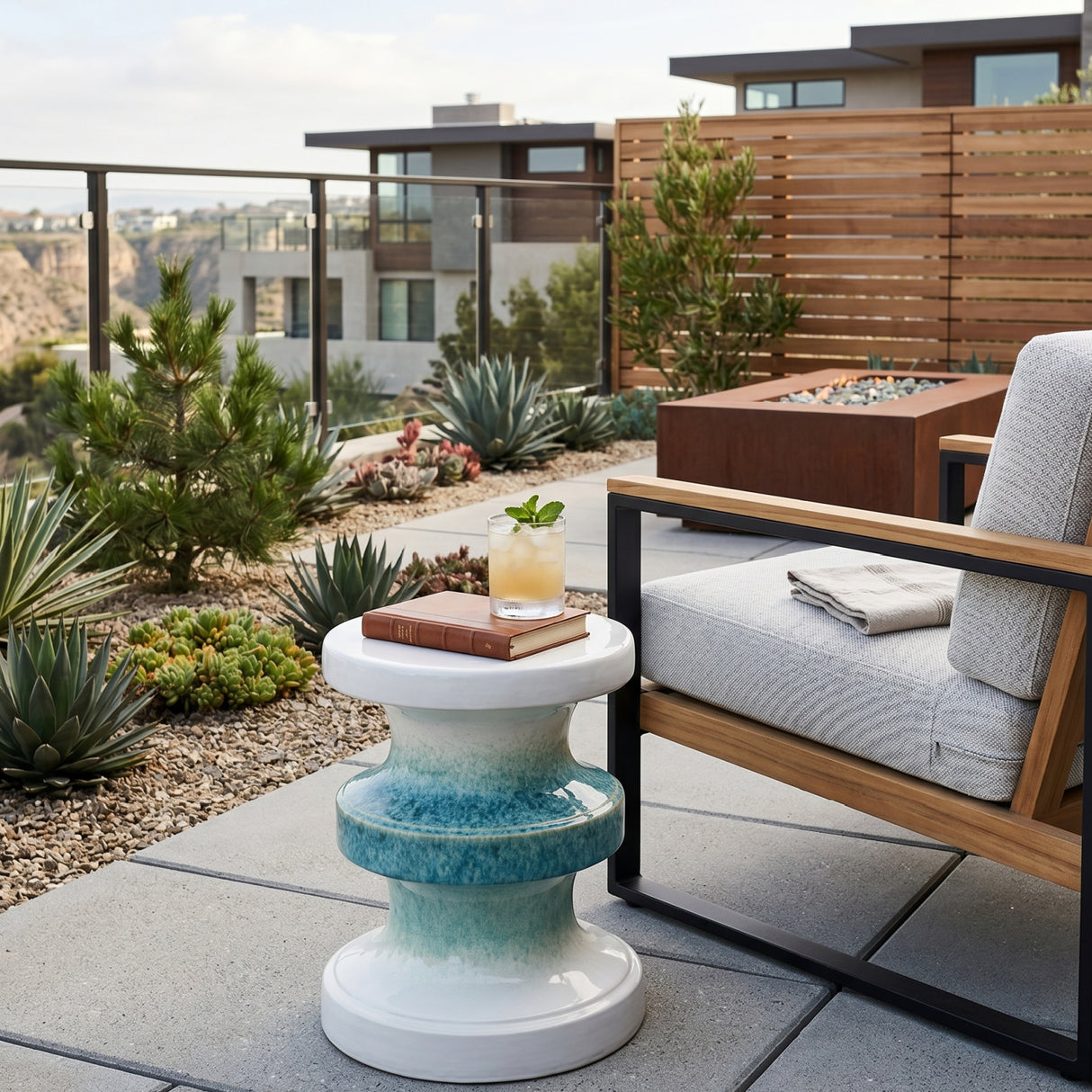 Modern European furniture - Two-Toned Layered Ceramic Garden Stool - www.oroa.com | Oroa.com