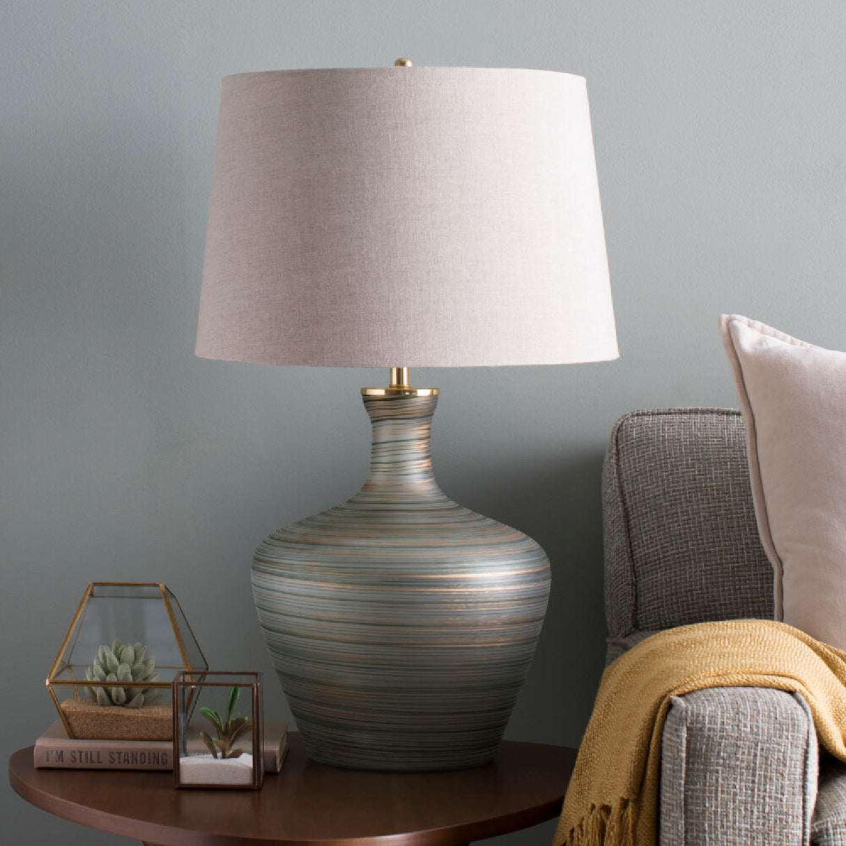 Modern European furniture - Antique Green Glass Table Lamp - www.oroa.com | Oroa.com