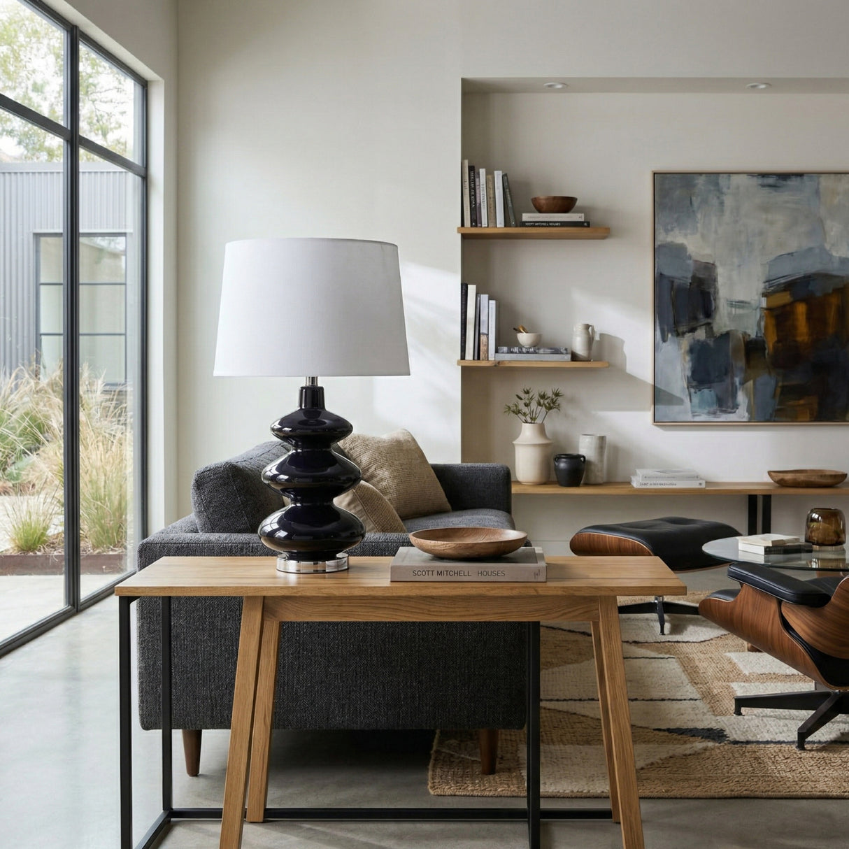 Modern European furniture - Dark Blue Glass Table Lamp - www.oroa.com | Oroa.com