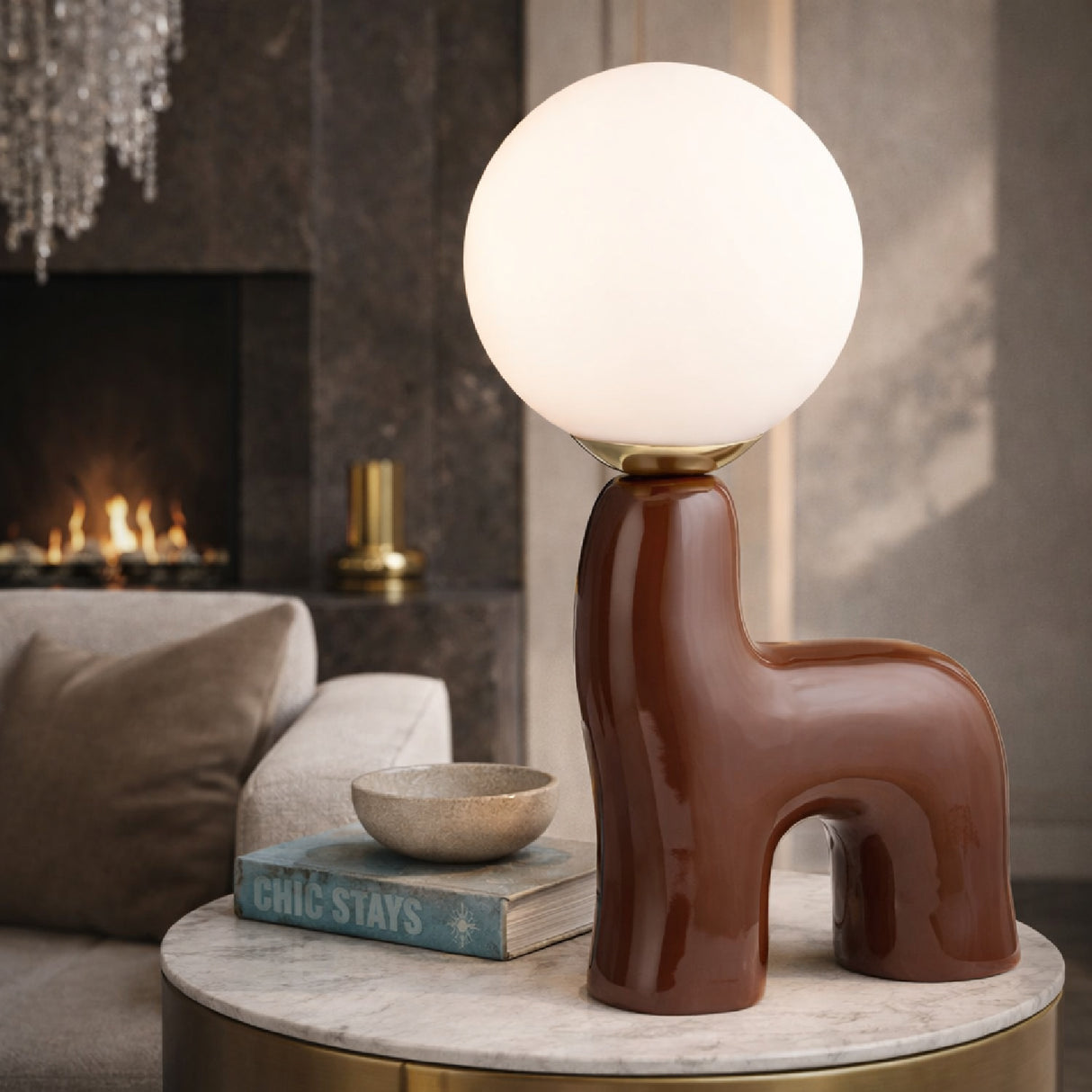 Modern European furniture - White Glass Sculptural Table Lamp - www.oroa.com | Oroa.com