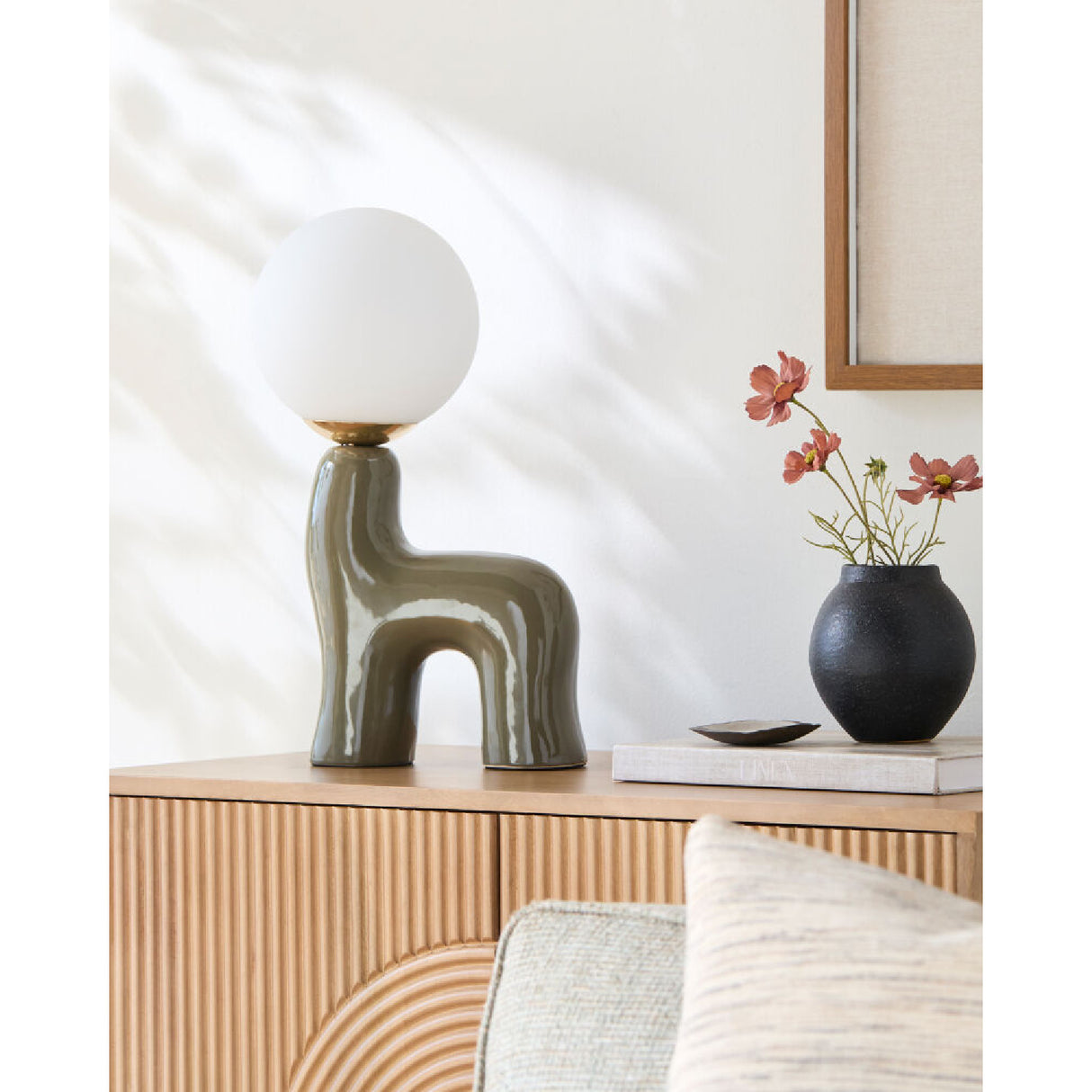 Modern European furniture - White Glass Sculptural Table Lamp - www.oroa.com | Oroa.com