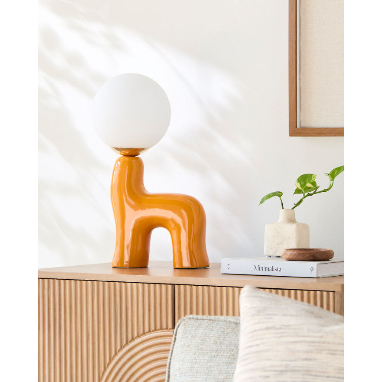 Modern European furniture - White Glass Sculptural Table Lamp - www.oroa.com | Oroa.com
