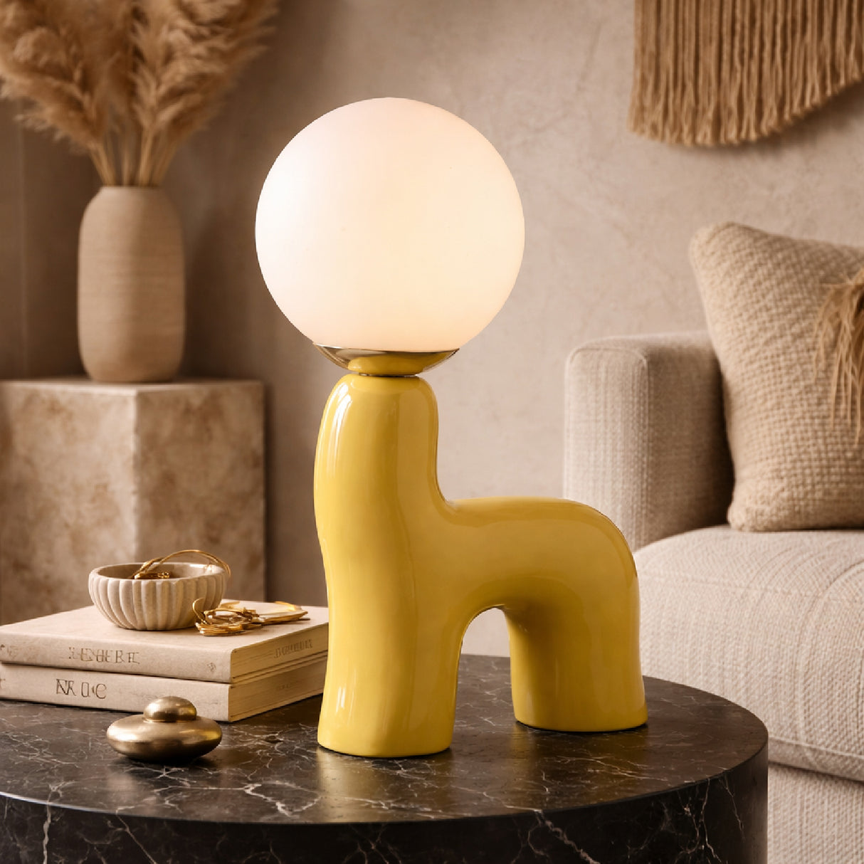 Modern European furniture - White Glass Sculptural Table Lamp - www.oroa.com | Oroa.com