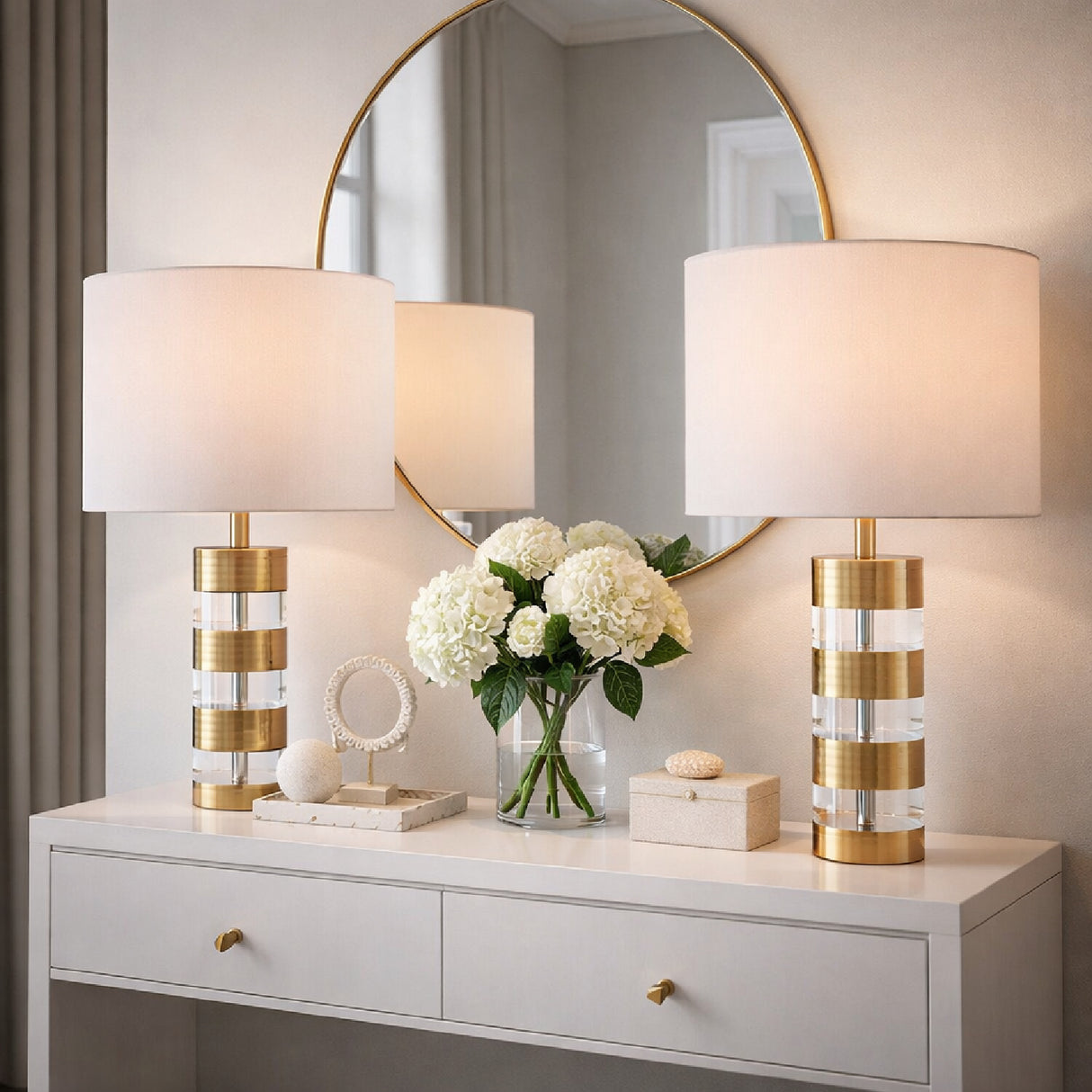 Modern European furniture - Translucent Crystal Accent Table Lamps (2) - www.oroa.com | Oroa.com