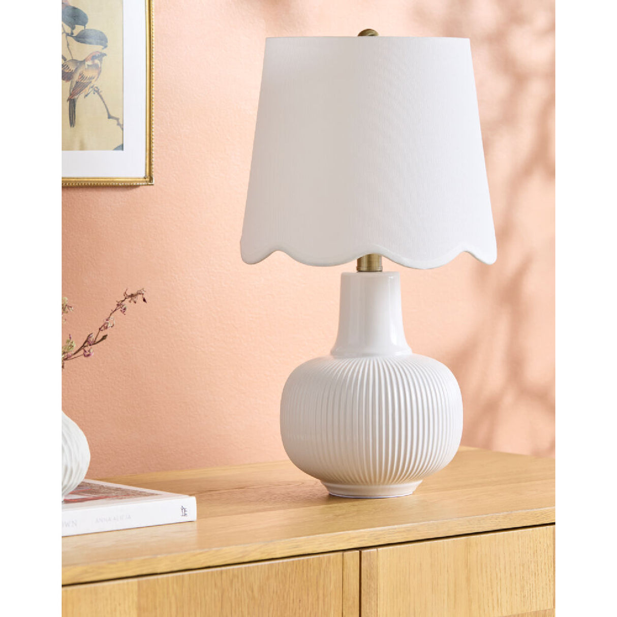 Modern European furniture - Scalloped White Linen Table Lamp - www.oroa.com | Oroa.com