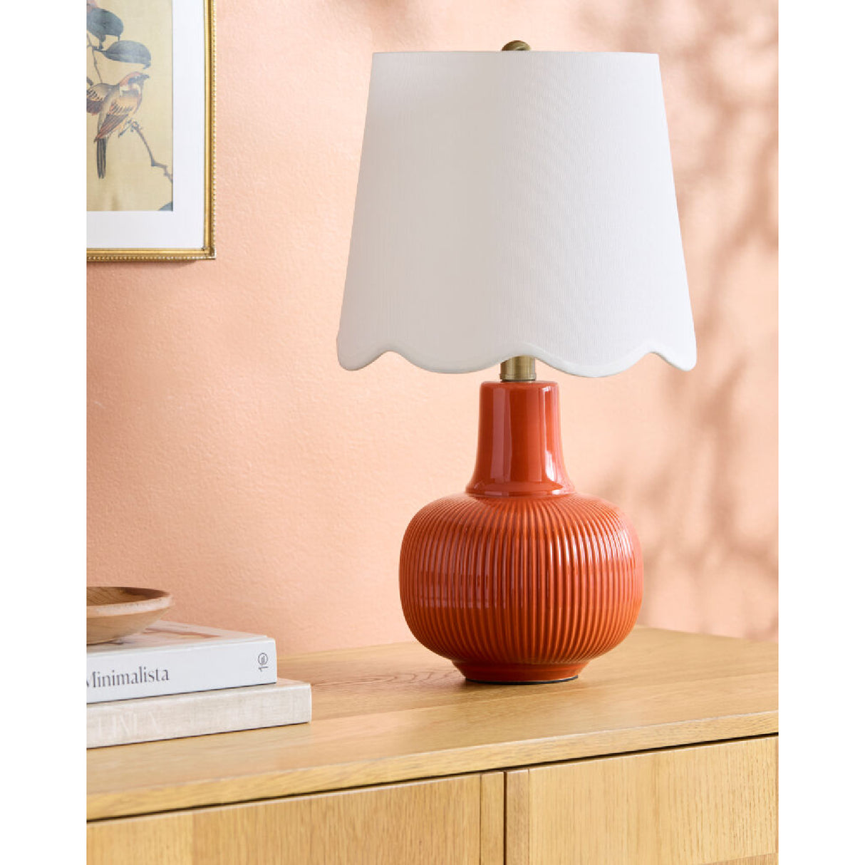 Modern European furniture - Scalloped White Linen Table Lamp - www.oroa.com | Oroa.com