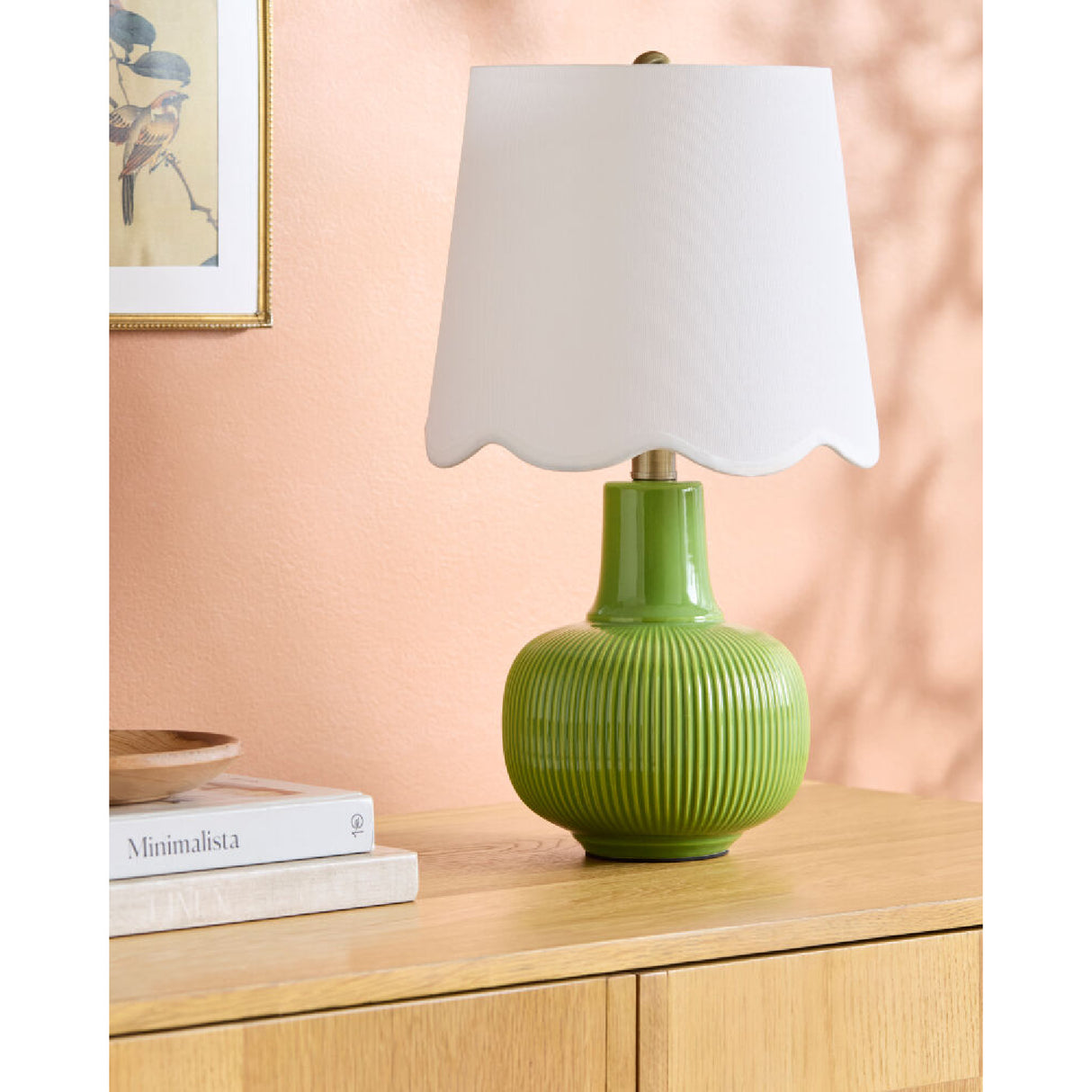 Modern European furniture - Scalloped White Linen Table Lamp - www.oroa.com | Oroa.com