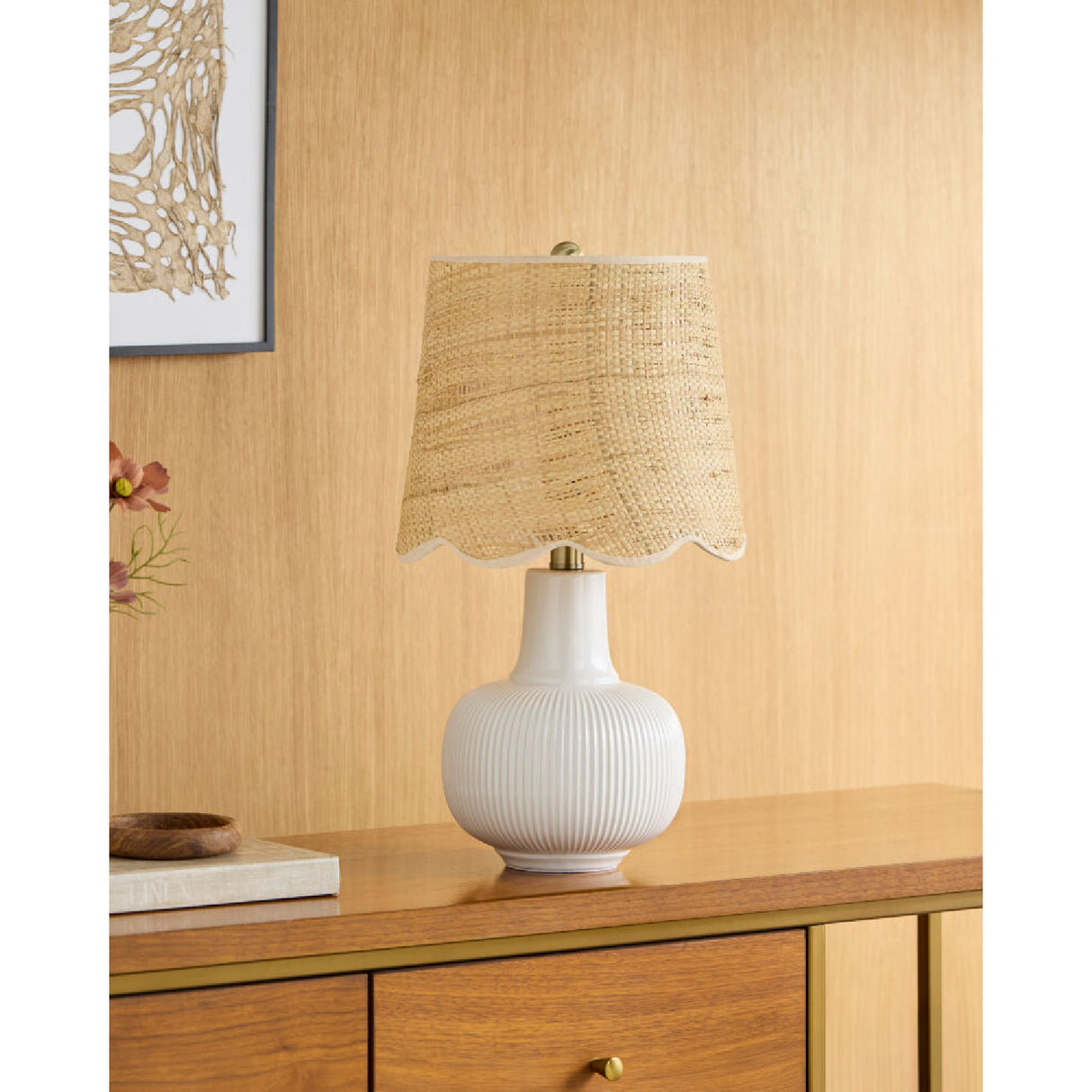 Modern European furniture - Scalloped Beige Jute Table Lamp - www.oroa.com | Oroa.com