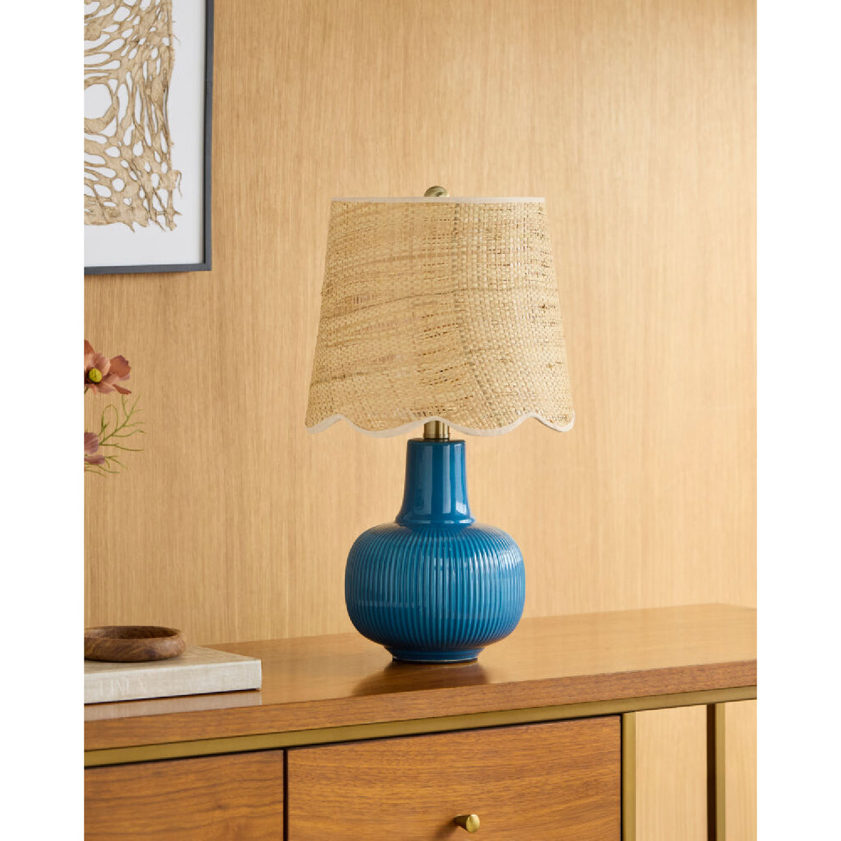 Modern European furniture - Scalloped Beige Jute Table Lamp - www.oroa.com | Oroa.com