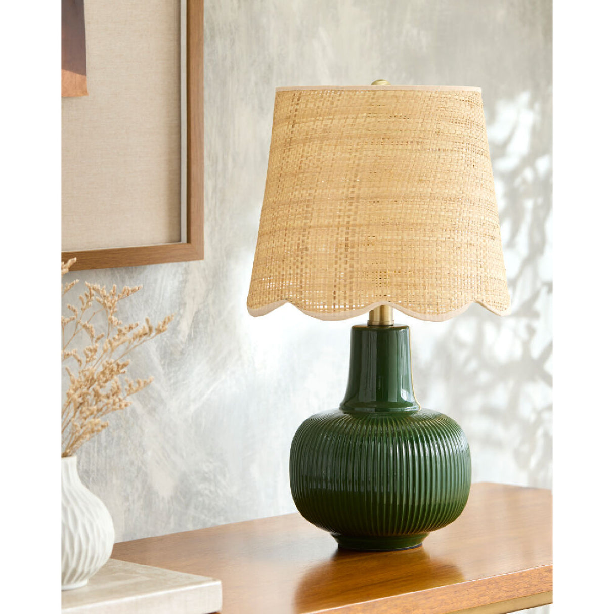 Modern European furniture - Scalloped Beige Jute Table Lamp - www.oroa.com | Oroa.com