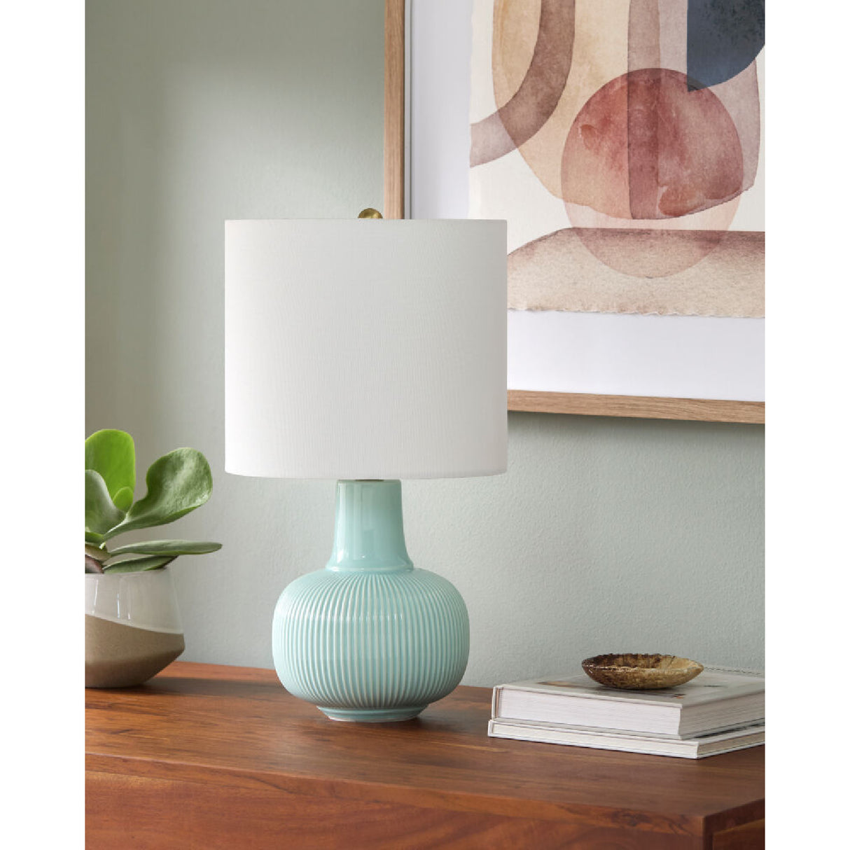 Modern European furniture - Reeded Ceramic Accent Table Lamp - www.oroa.com | Oroa.com