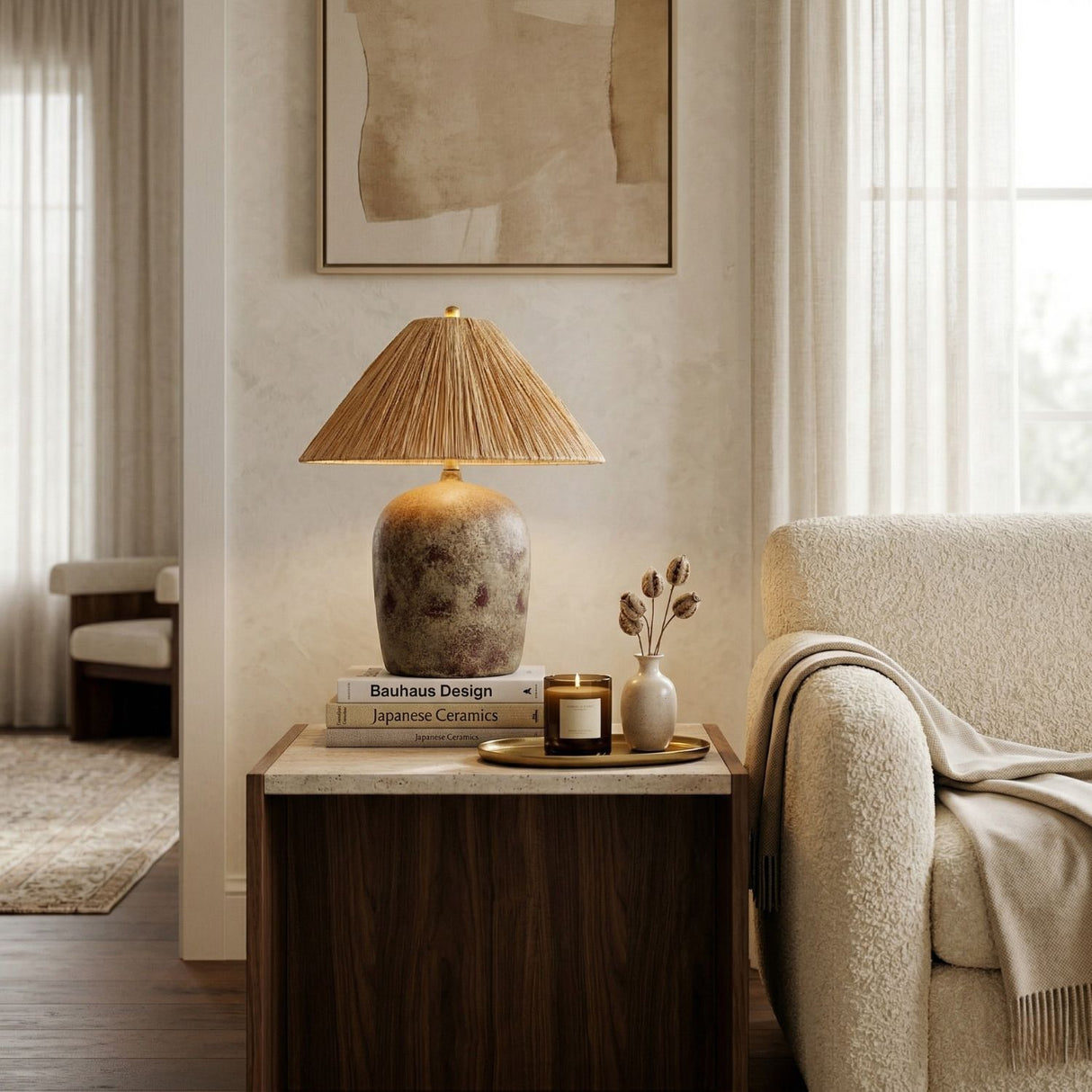 Modern European furniture - Seagrass Fibers Accent Table Lamp - www.oroa.com | Oroa.com