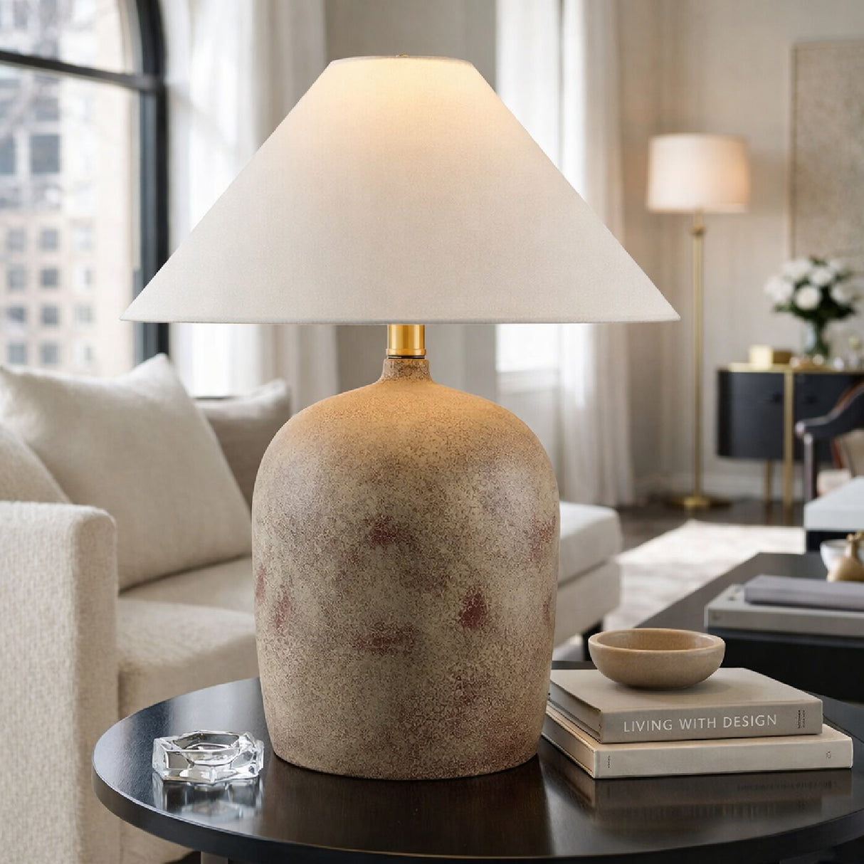 Modern European furniture - White Linen Empire Table Lamp - www.oroa.com | Oroa.com