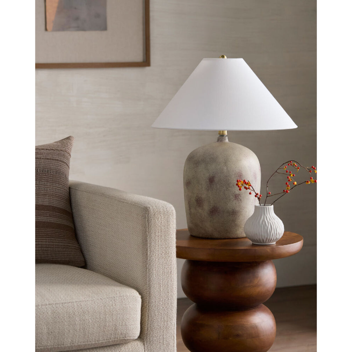 Modern European furniture - White Linen Empire Table Lamp - www.oroa.com | Oroa.com