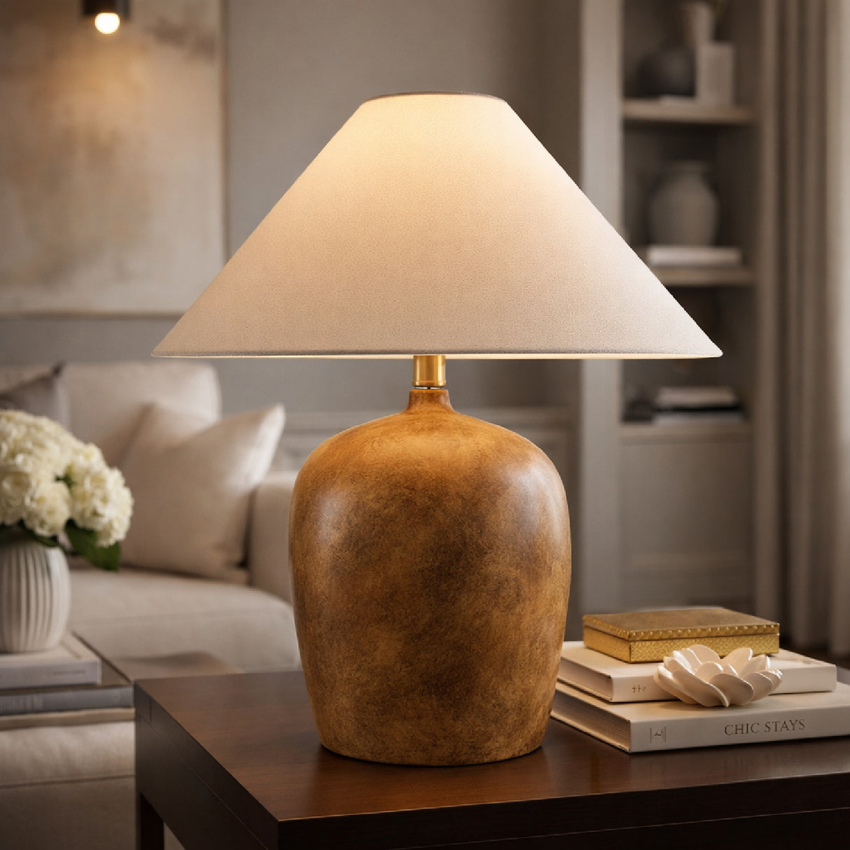 Modern European furniture - White Linen Empire Table Lamp - www.oroa.com | Oroa.com