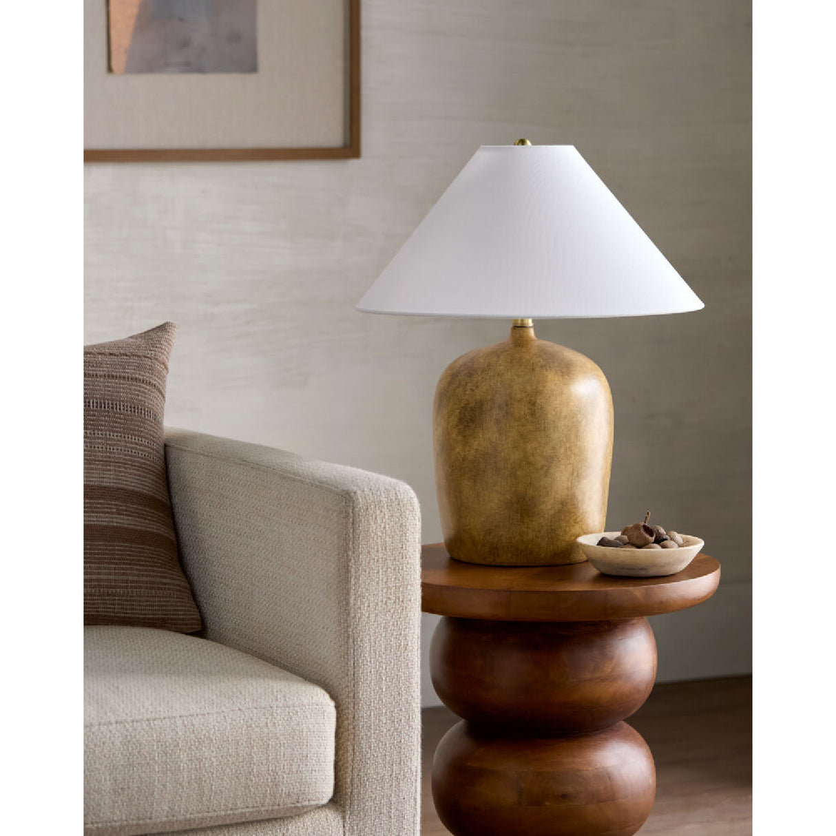 Modern European furniture - White Linen Empire Table Lamp - www.oroa.com | Oroa.com
