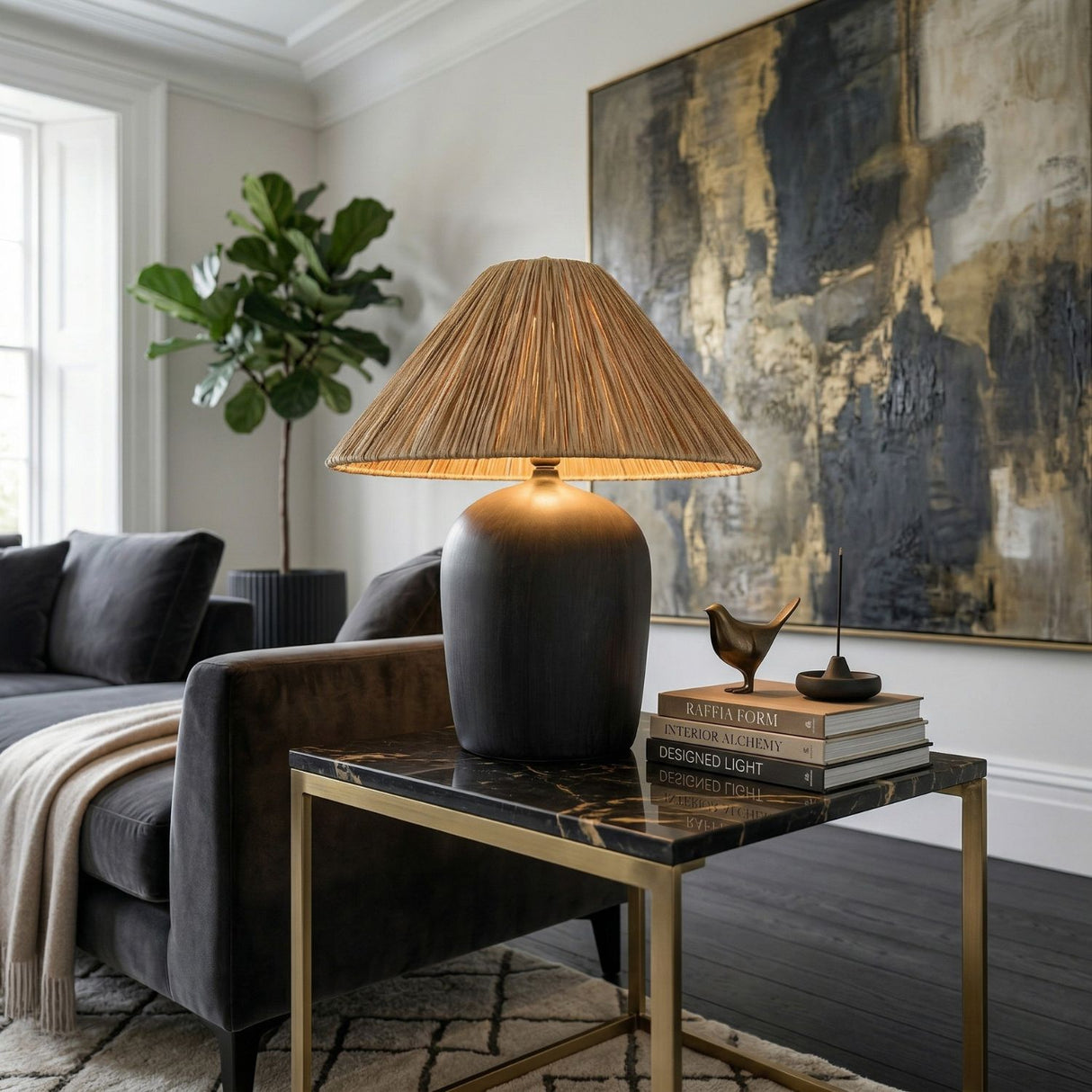 Modern European furniture - Seagrass Fibers Accent Table Lamp - www.oroa.com | Oroa.com
