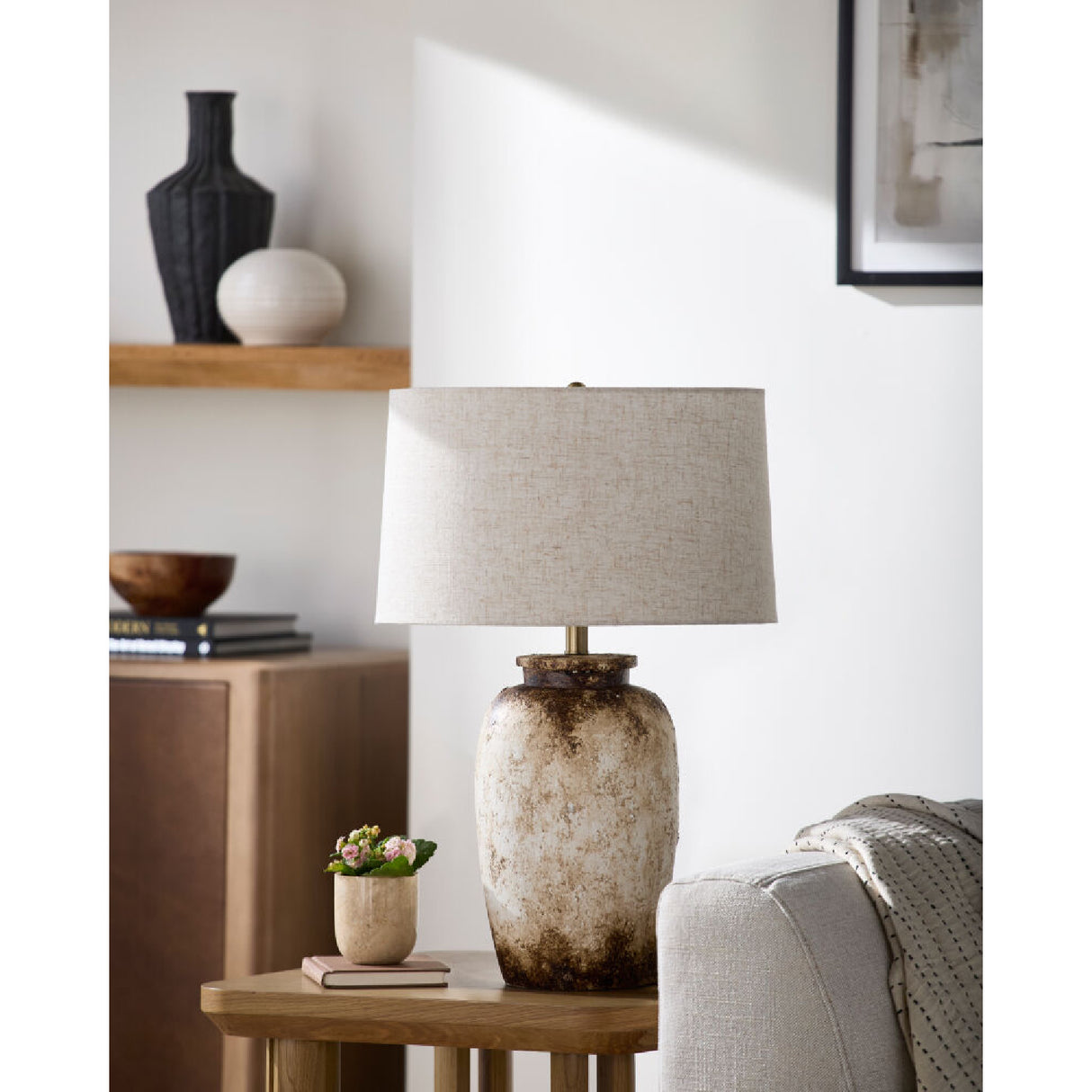 Modern European furniture - Rustic Cream Cement Table Lamp - www.oroa.com | Oroa.com