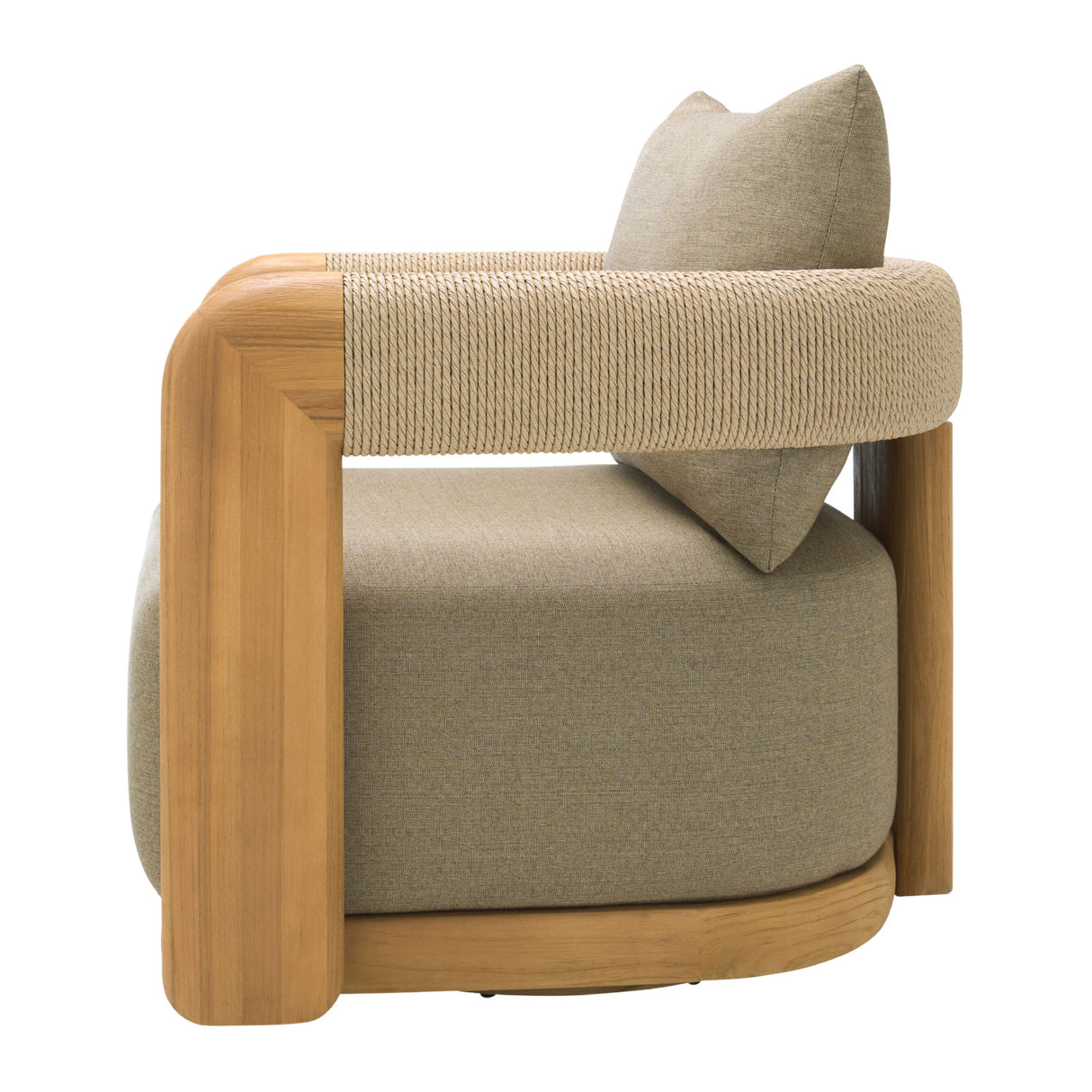 Modern European furniture - Cushioned Teak Outdoor Swivel Chair - www.oroa.com | Oroa.com