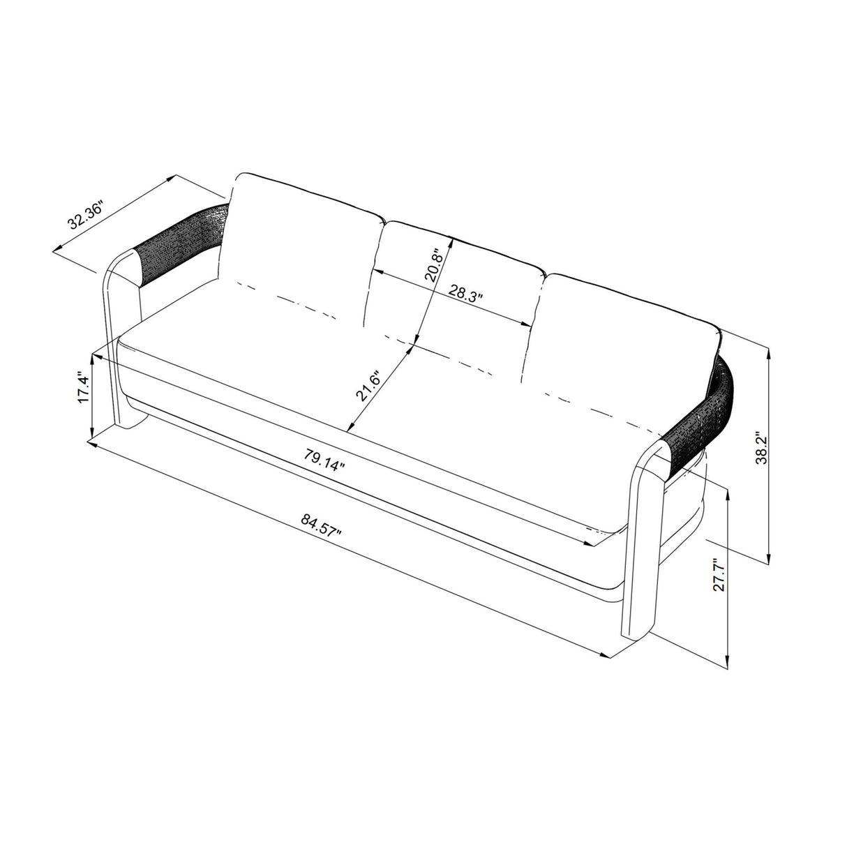 Modern European furniture - Cushioned Teak Outdoor Sofa - www.oroa.com | Oroa.com