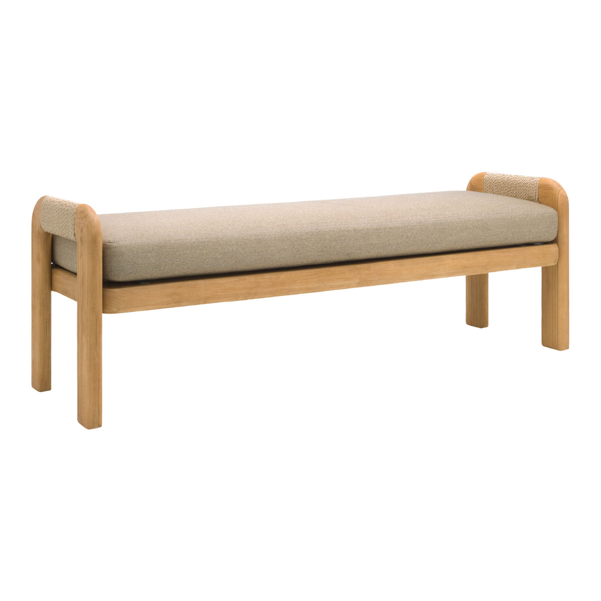 Modern European furniture - Cushioned Teak Outdoor Backless Bench - www.oroa.com | Oroa.com