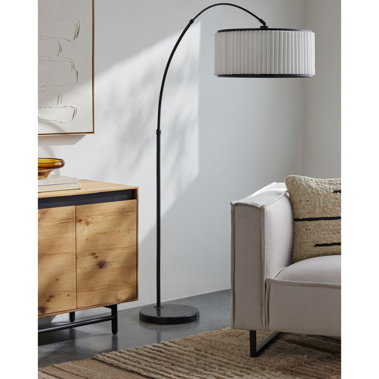 Modern European furniture - White Fluted Linen Floor Lamp - www.oroa.com | Oroa.com