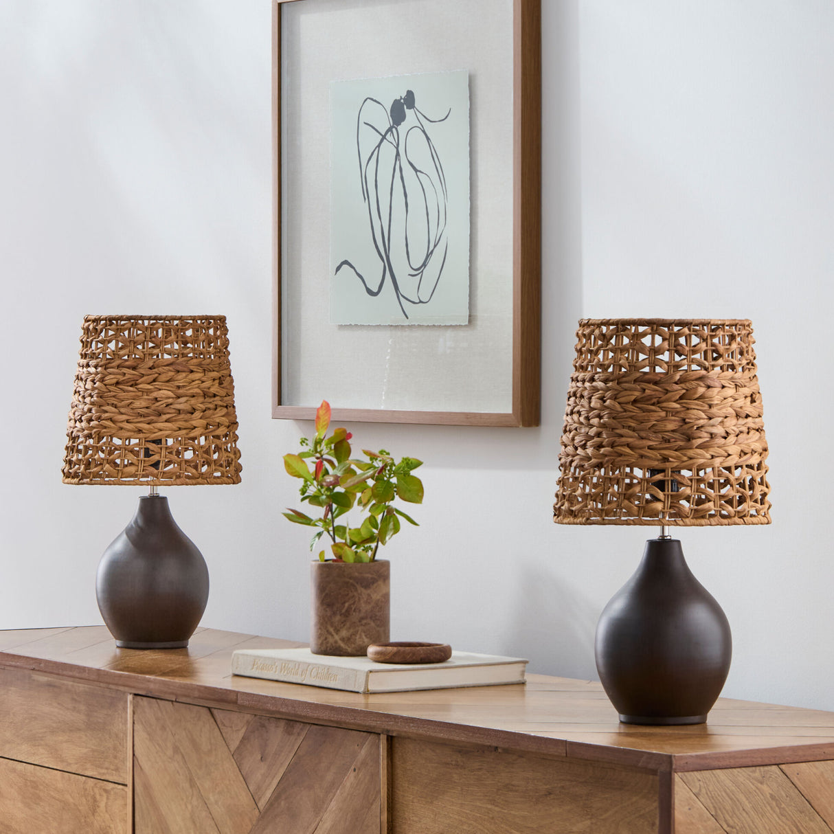 Modern European furniture - Braided Seagrass Ceramic Table Lamps (2) - www.oroa.com | Oroa.com