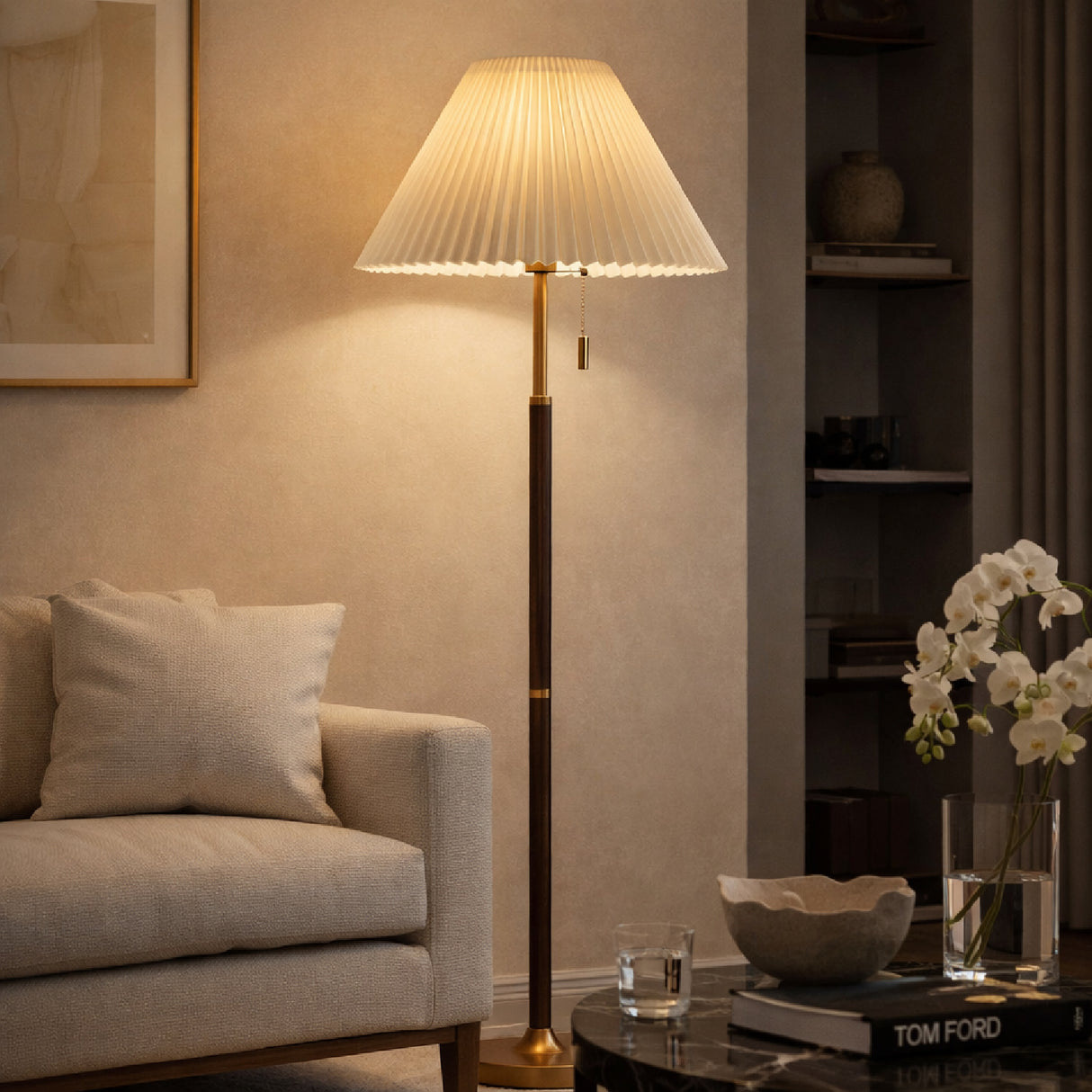 Modern European furniture - Pleated White Linen Floor Lamp - www.oroa.com | Oroa.com