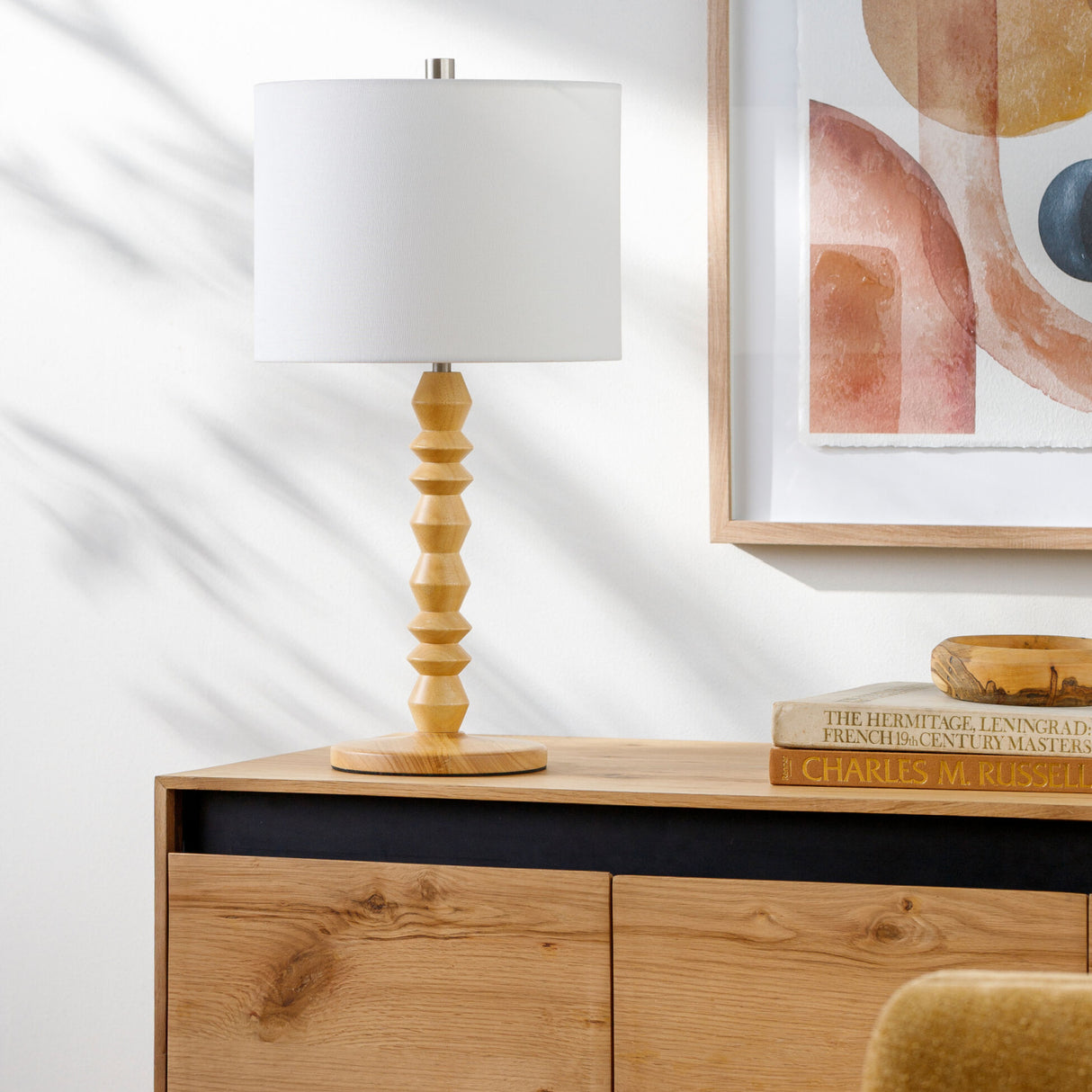 Modern European furniture - Wood Veneer Linen Table Lamp - www.oroa.com | Oroa.com
