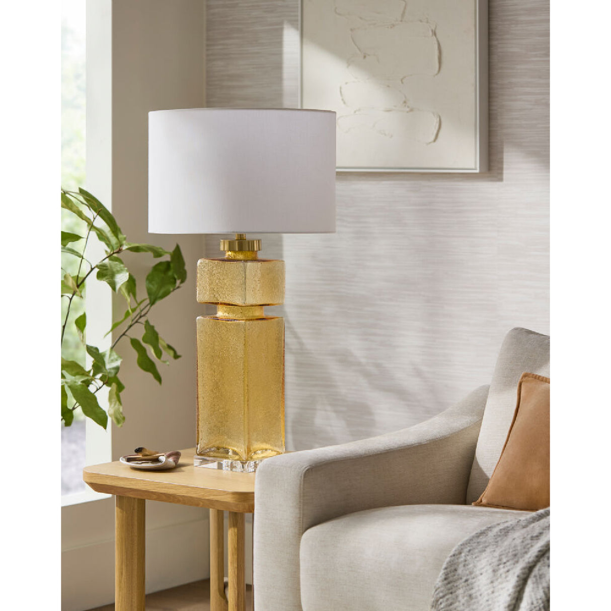 Modern European furniture - Yellow Glass Accent Table Lamp - www.oroa.com | Oroa.com
