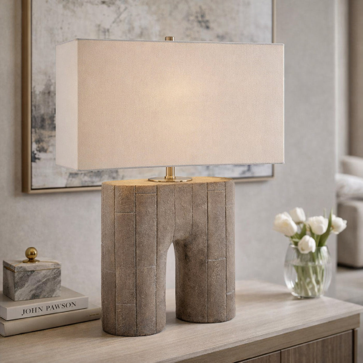 Modern European furniture - Painted Gray Accent Table Lamp - www.oroa.com | Oroa.com