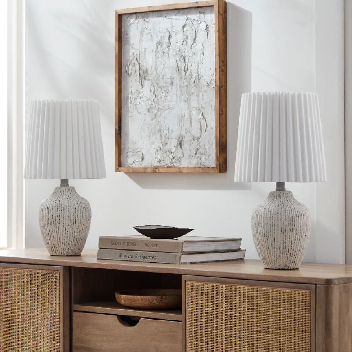 Modern European furniture - Pleated Linen Shade Table Lamps (2) - www.oroa.com | Oroa.com