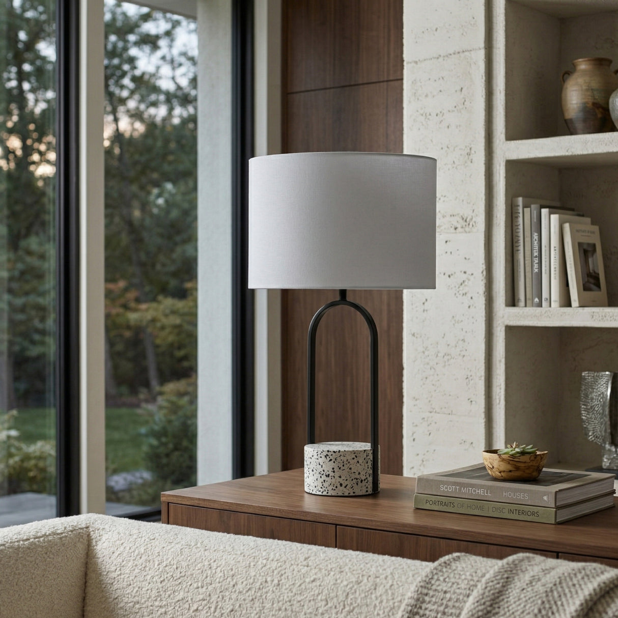 Modern European furniture - Black Framed Cement Table Lamp - www.oroa.com | Oroa.com