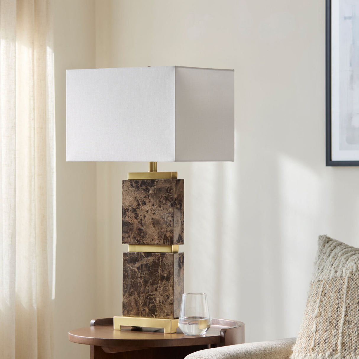 Modern European furniture - Travertine Accent Table Lamp - www.oroa.com | Oroa.com
