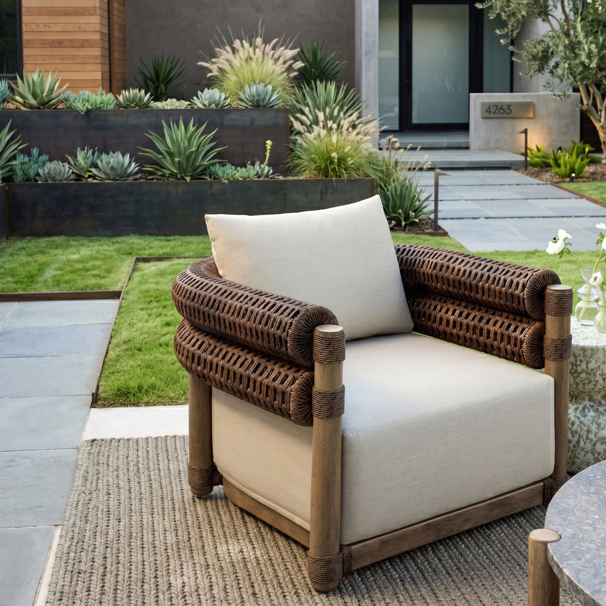 Modern European furniture - Cushioned Wicker Outdoor Swivel Chair - www.oroa.com | Oroa.com