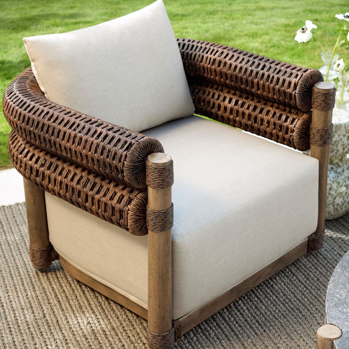 Modern European furniture - Cushioned Wicker Outdoor Swivel Chair - www.oroa.com | Oroa.com