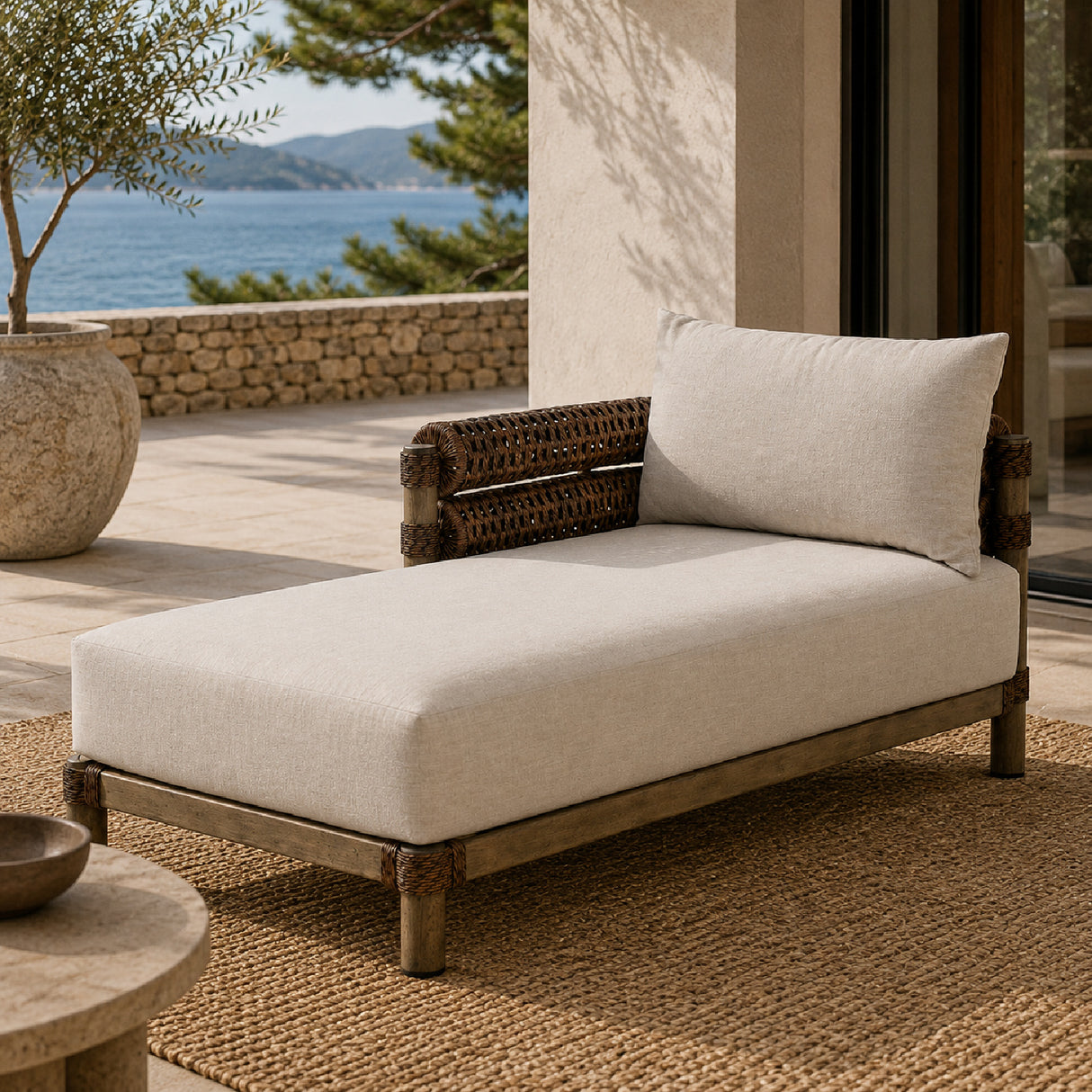 Modern European furniture - Cushioned Wicker Outdoor Left-Armed Chaise - www.oroa.com | Oroa.com