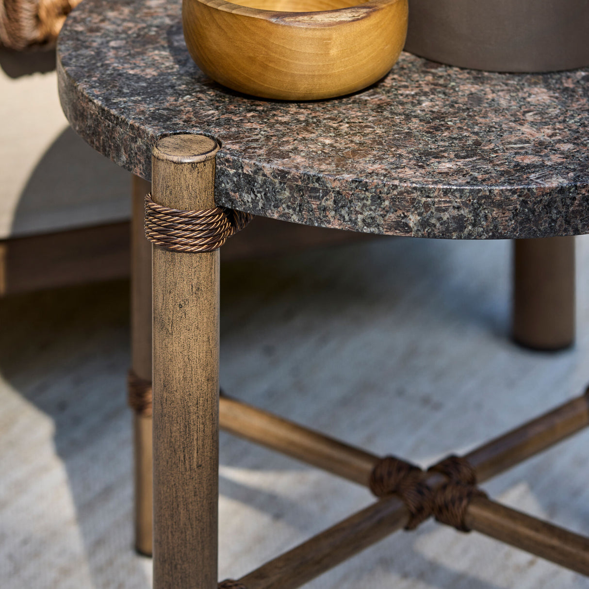 Modern European furniture - Brown Stone Round Outdoor End Table - www.oroa.com | Oroa.com