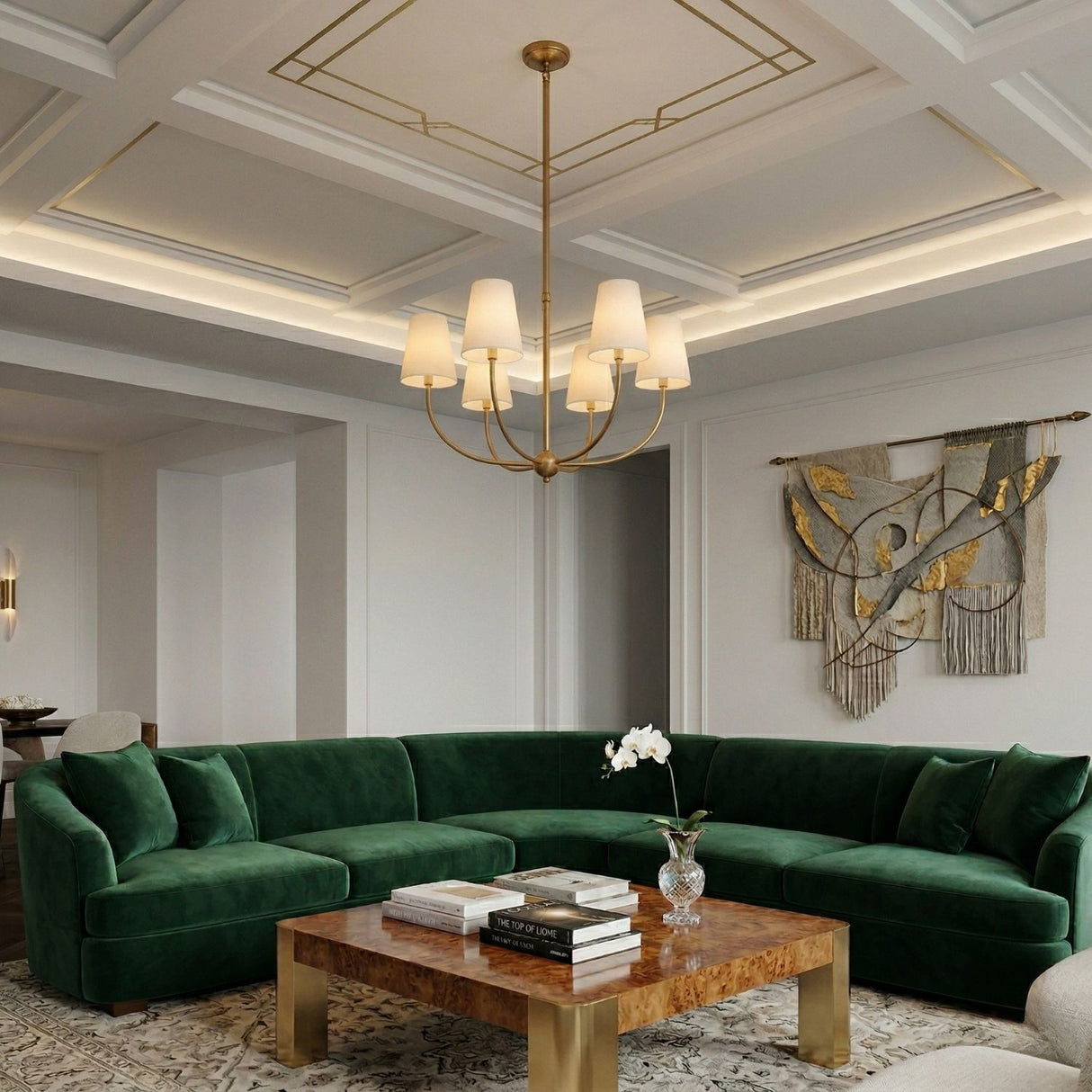 Modern European furniture - White Cotton Shade Chandelier - www.oroa.com | Oroa.com