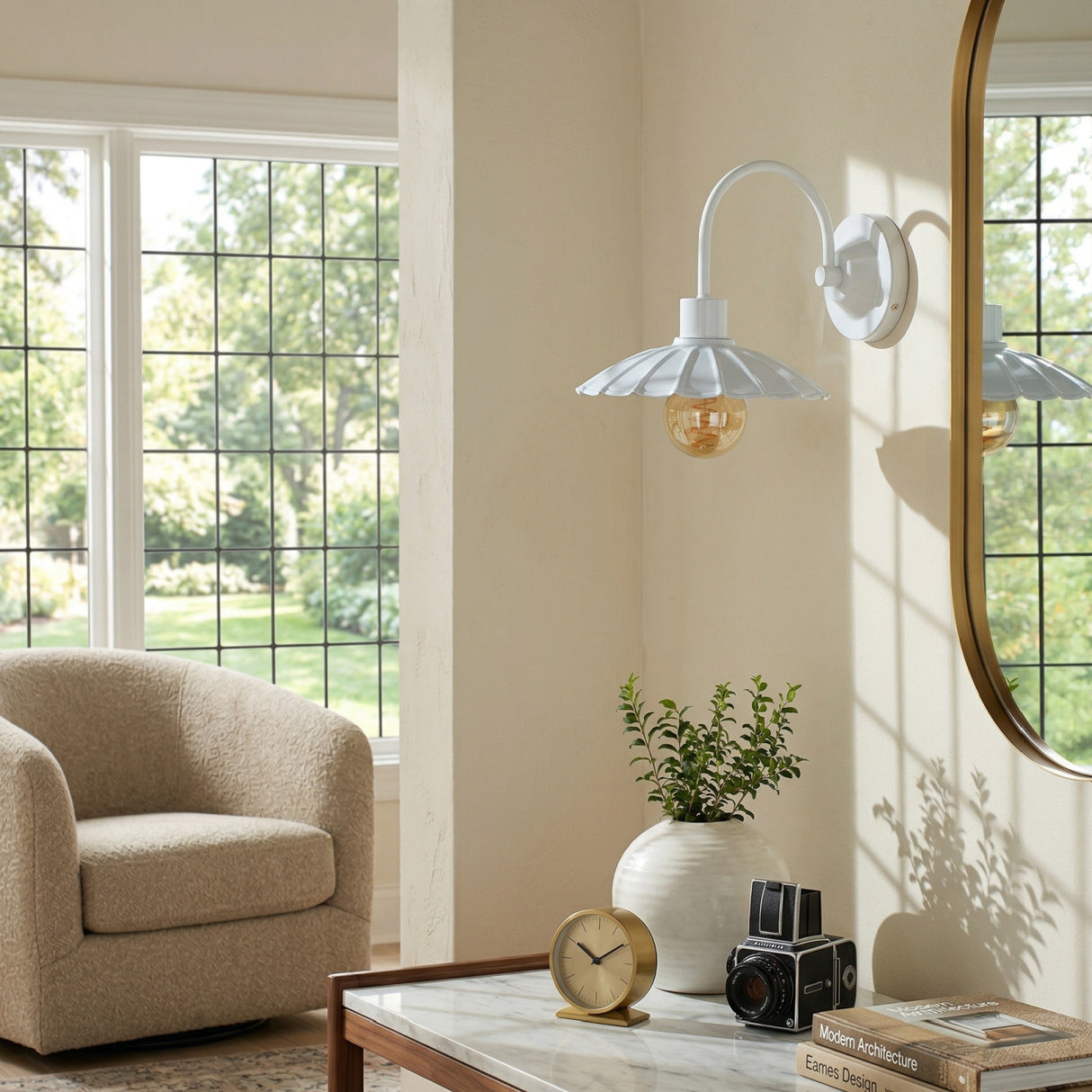 Modern European furniture - Scalloped Metal Shade Wall Lamp - www.oroa.com | Oroa.com