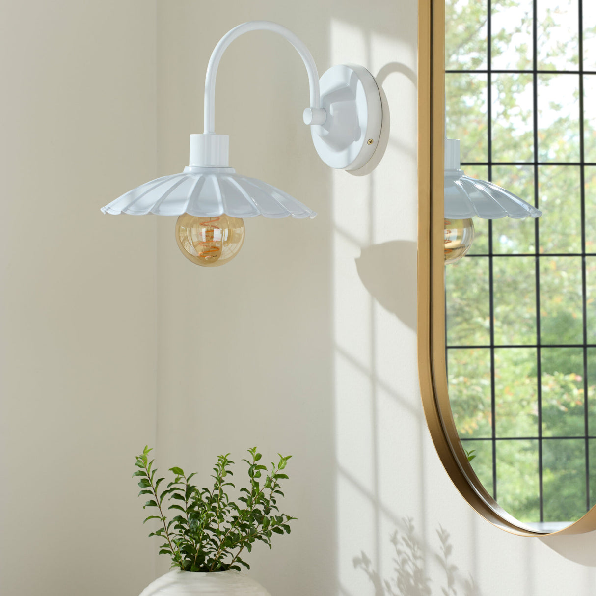 Modern European furniture - Scalloped Metal Shade Wall Lamp - www.oroa.com | Oroa.com