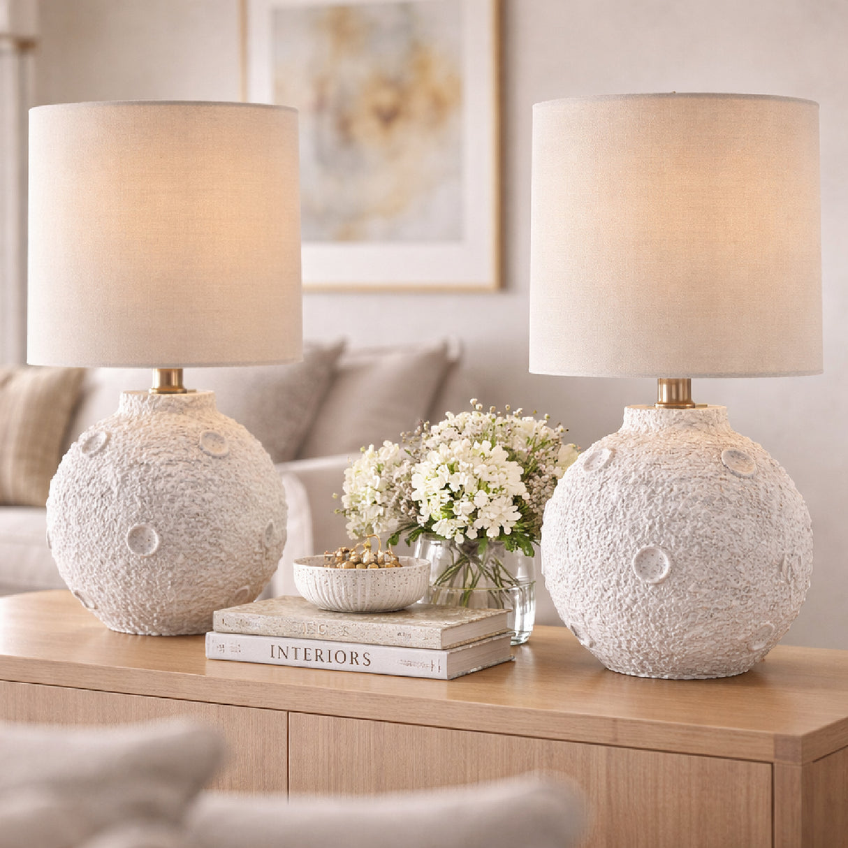 Modern European furniture - Textured Round Base Table Lamps (2) - www.oroa.com | Oroa.com